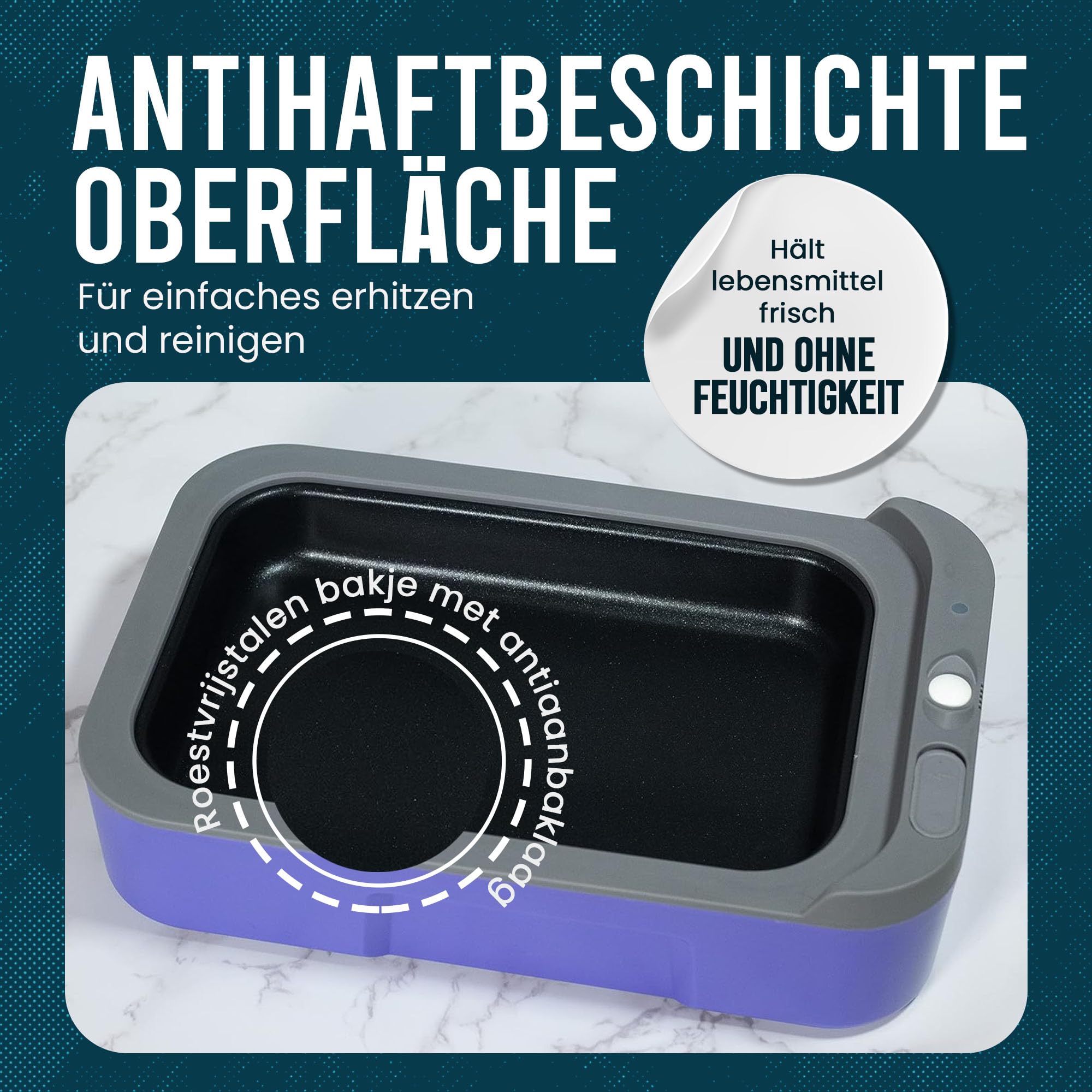 Hot Bento - Lunchbox für Erwachsene mit Batterie zum Erhitzen von Essen - Für Büro, Schule, Reisen und Outdoor - Essensbox für Meal Prep, Leicht zu Reinigen, Aufladbar über AC Kabel - Very Peri