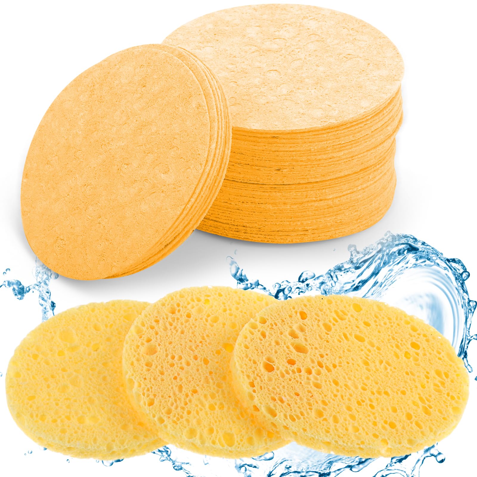 Yolev 50 sztuk skompresowanych gąbek do twarzy, wielokrotnego użytku, naturalne piękno, do spa, oczyszczania twarzy, peelingu, do codziennej pielęgnacji skóry i usuwania makijażu twarzy