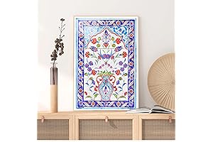 Art Poster Print on Canvas: Traditional Turkish Floral Ornament on Tiles