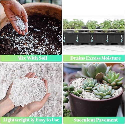 Miniatura 35 de Legigo 6 cuartos de galón de perlita hortícola orgánica para plantas de interior - Acondicionador natural para suelos hortícolas para mejorar
