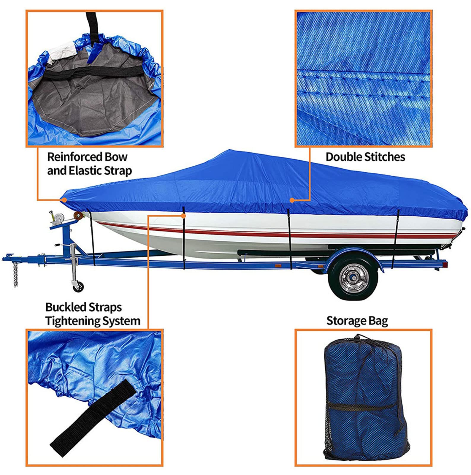 Copertura della Barca，Coperture Barche，Telo Copribarca - Copertura per yacht，Copertura Protettiva per Barche in Tessuto Oxford 210D Impermeabile Resistente ai Raggi UV,Multicolore e varie dimensioni