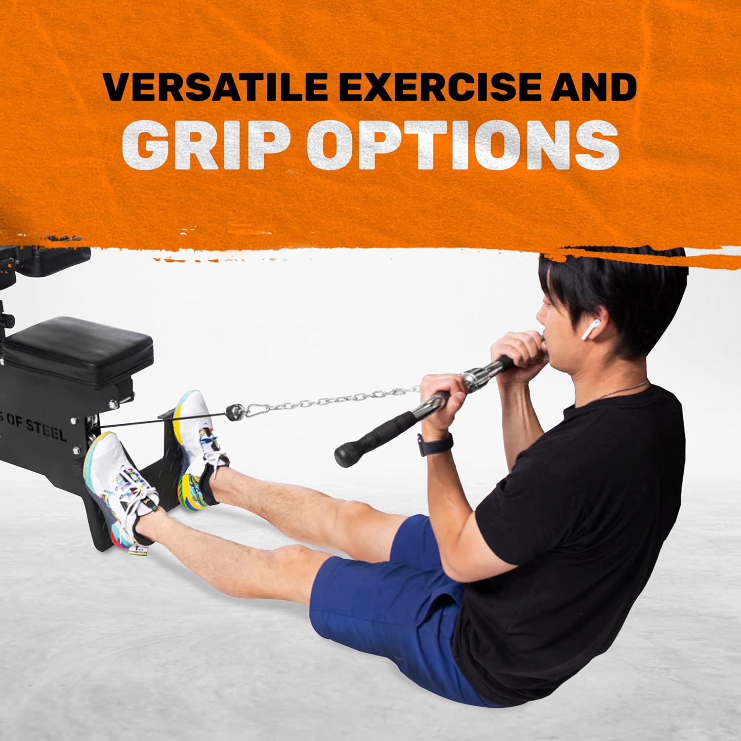 Bells of Steel Multi-Grip Curl Bar Cable Attachment, Commercial and Home Gym, Non-Slip Grip Tricep Barbell, LAT Bar Pull Down Attachment - 25mm Diameter