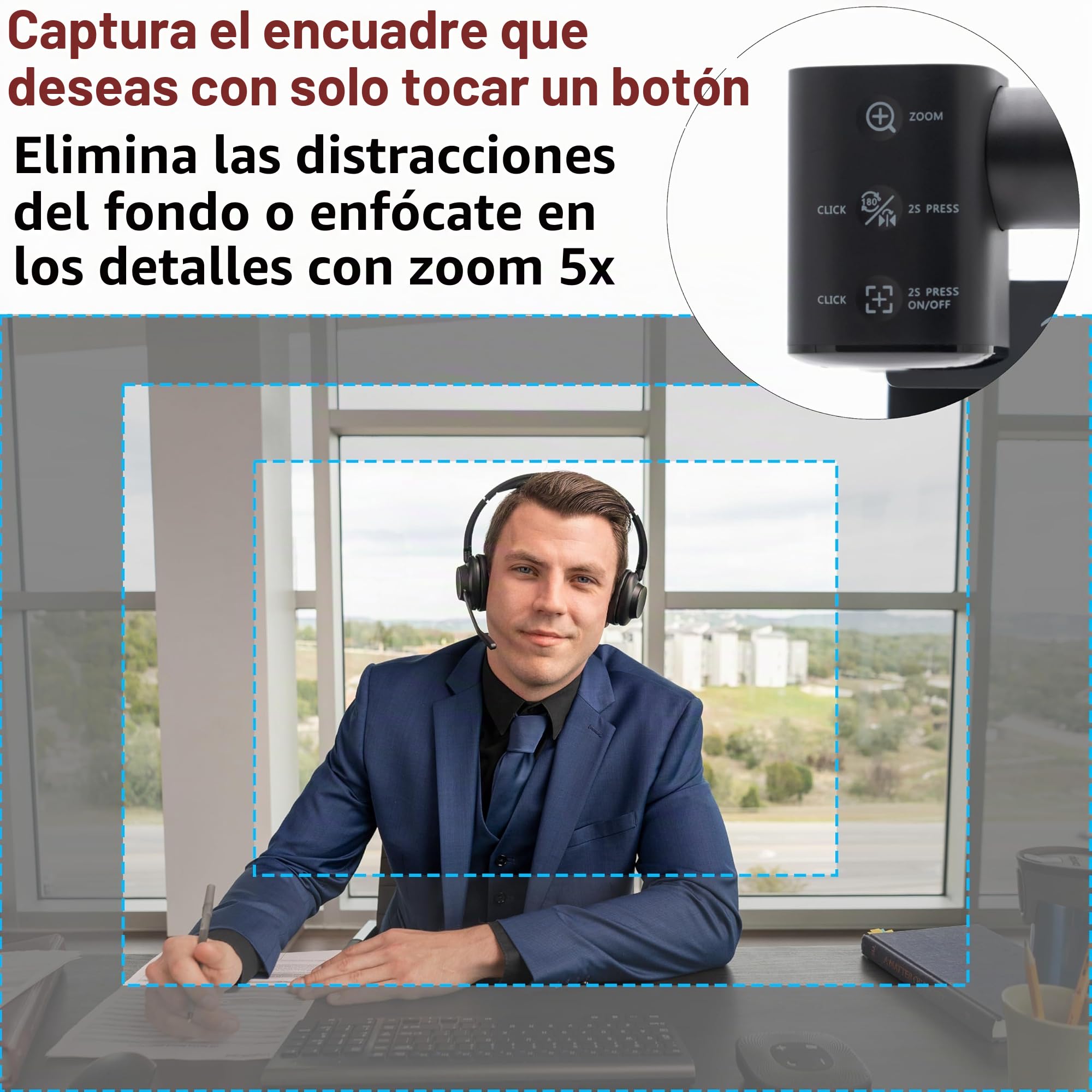CA Essential Webcam Flex (WC-Flex) - Cámara web HD multifunción con tres posiciones de montaje, vista central para un mejor contacto visual, vista de mesa para compartir escritorio y vista tradicional