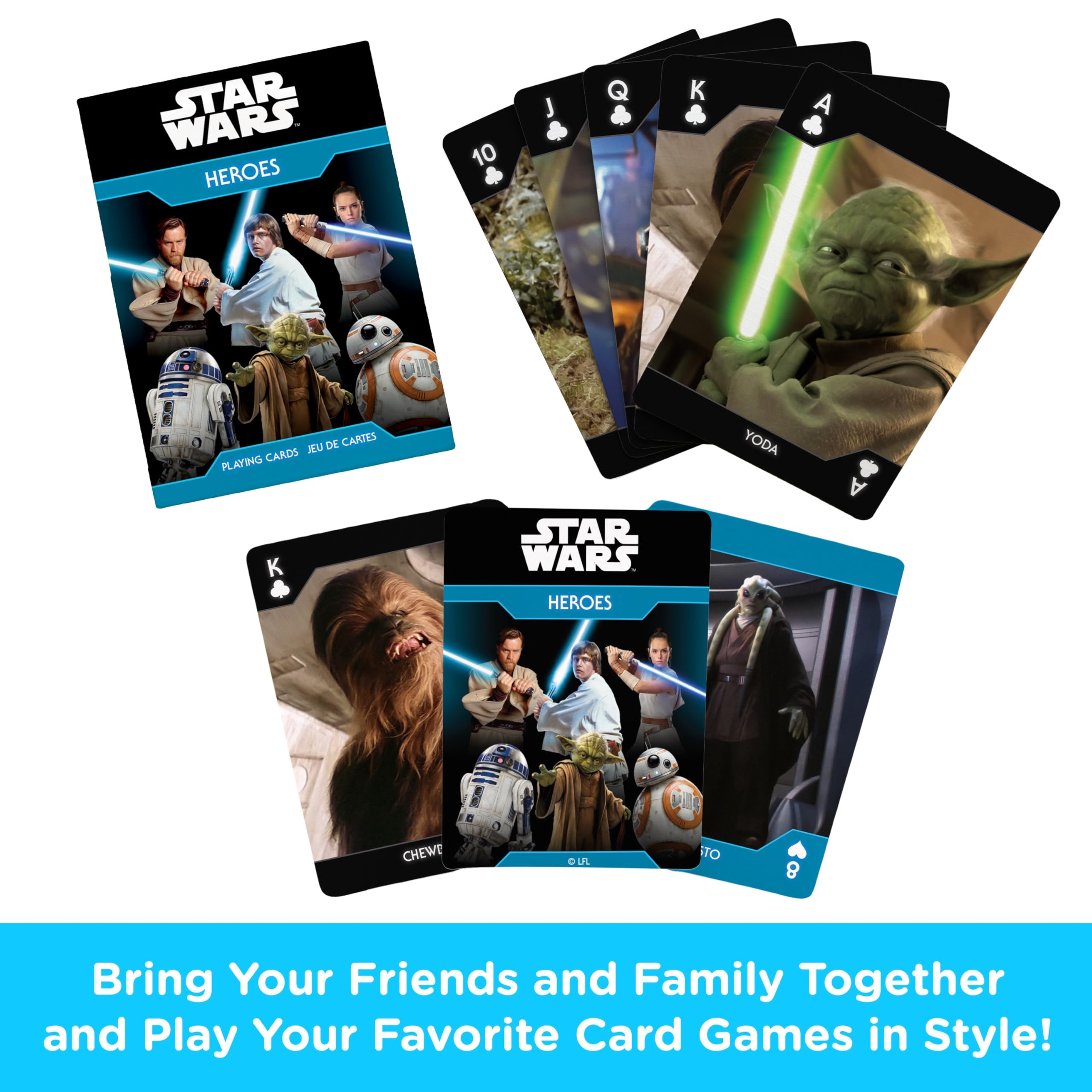 Aquarius Star Wars Playing Cards - Light Side Heroes Themed Deck of Cards for Your Favorite Card Games - Officially Licensed Star Wars Merchandise & Collectibles