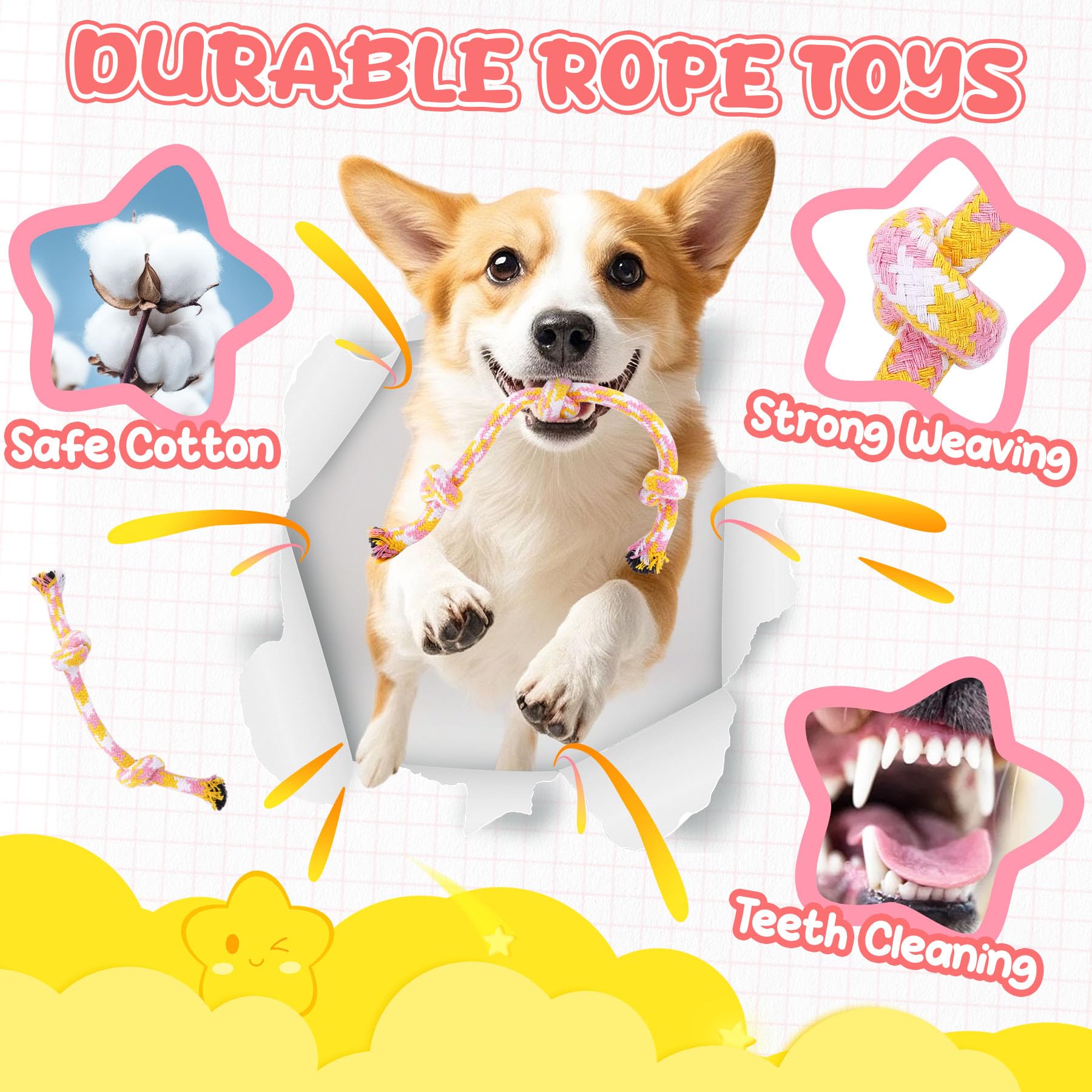 Pink Puppy Toys - 9 Pack for Teething & Boredom -5 Pink Puppy Toys - 9 Pack for Teething & Boredom -5