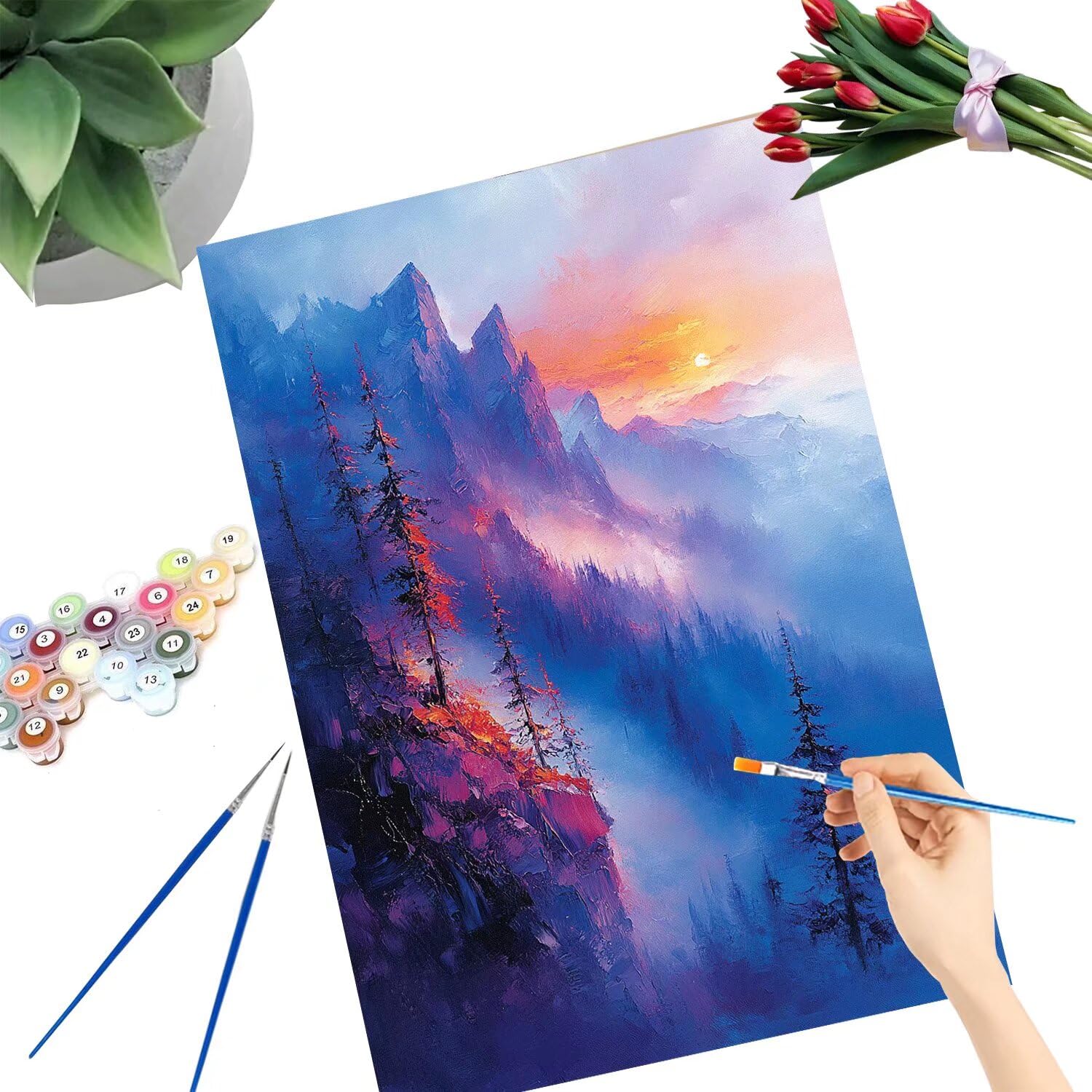 Pintar por Numeros Adultos pintar por numeros niños manualidades niños 10 años, DIY Pintar por Números de Pincel y Pintura acrílica Decoraciones para el Hogar Manualidades, sin Marco 60x80cm C-136