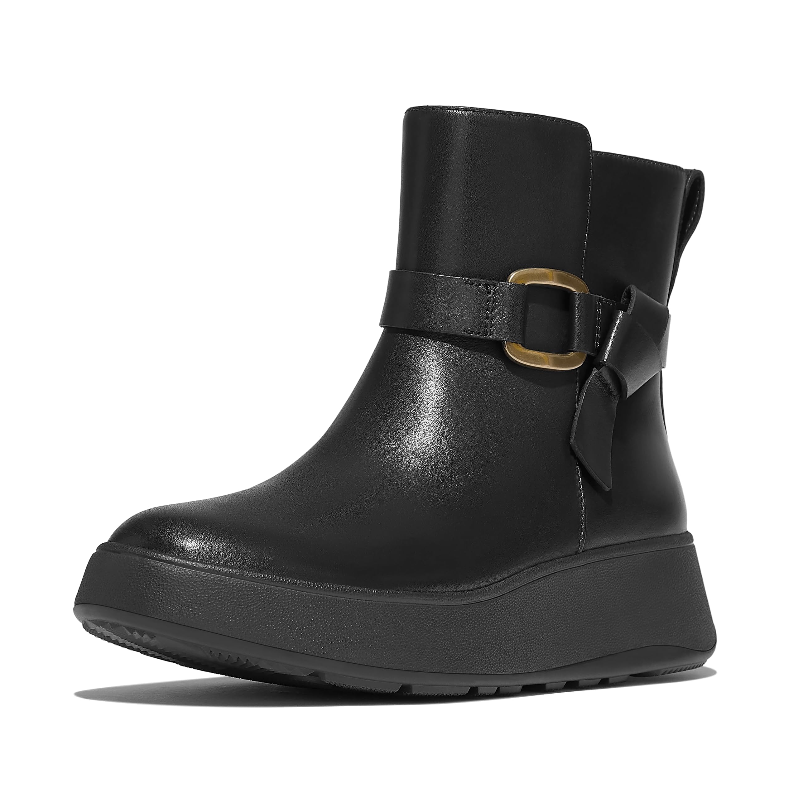 Fitflop F-mode Square-ring Leather Flatform Ankle Boots StivalettoDonna