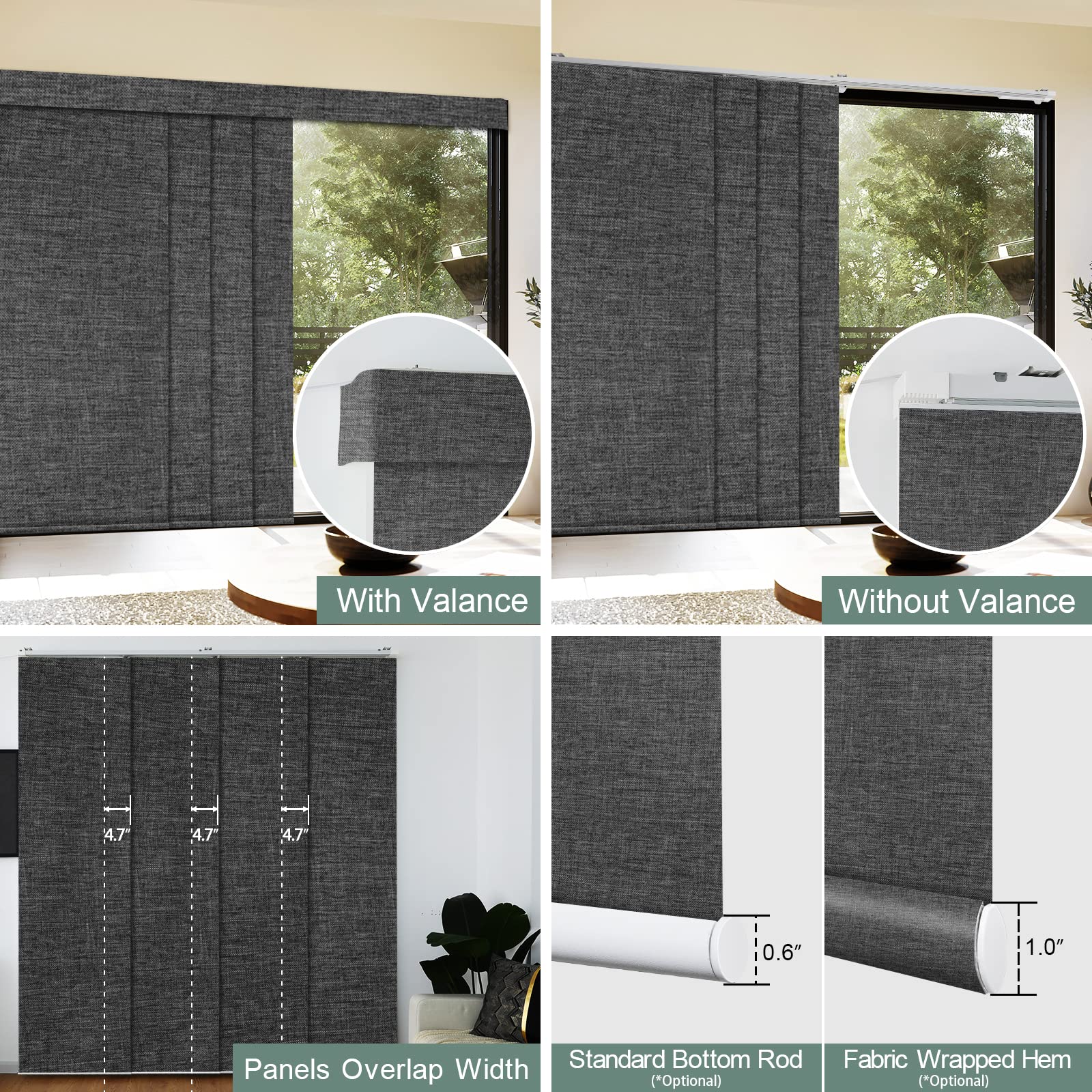 Yoolax Costom smart panel track blinds,motorized sliding panel blinds works with Alexa,fabric
