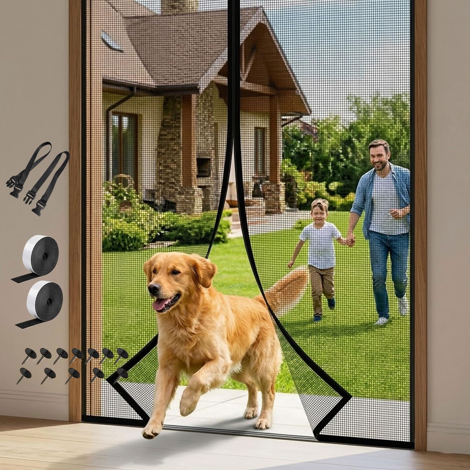 Moustiquaire magnétique pour porte-fenêtre grise en fibre de verre
