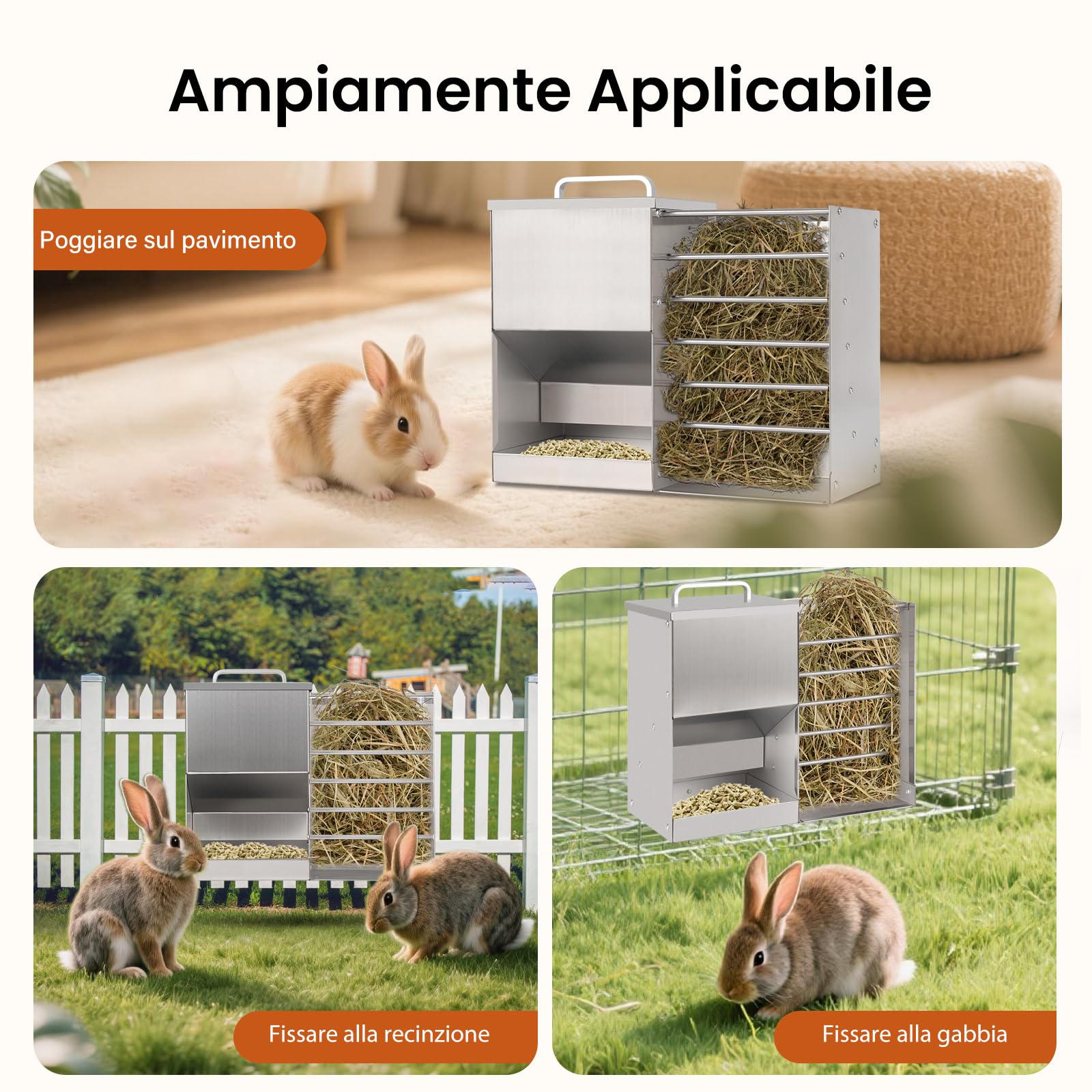 Mangiatoia automatica 2 in 1 per conigli e conigli, per esterni, mentale, per conigli, porcellini d'India, criceti, piccoli animali
