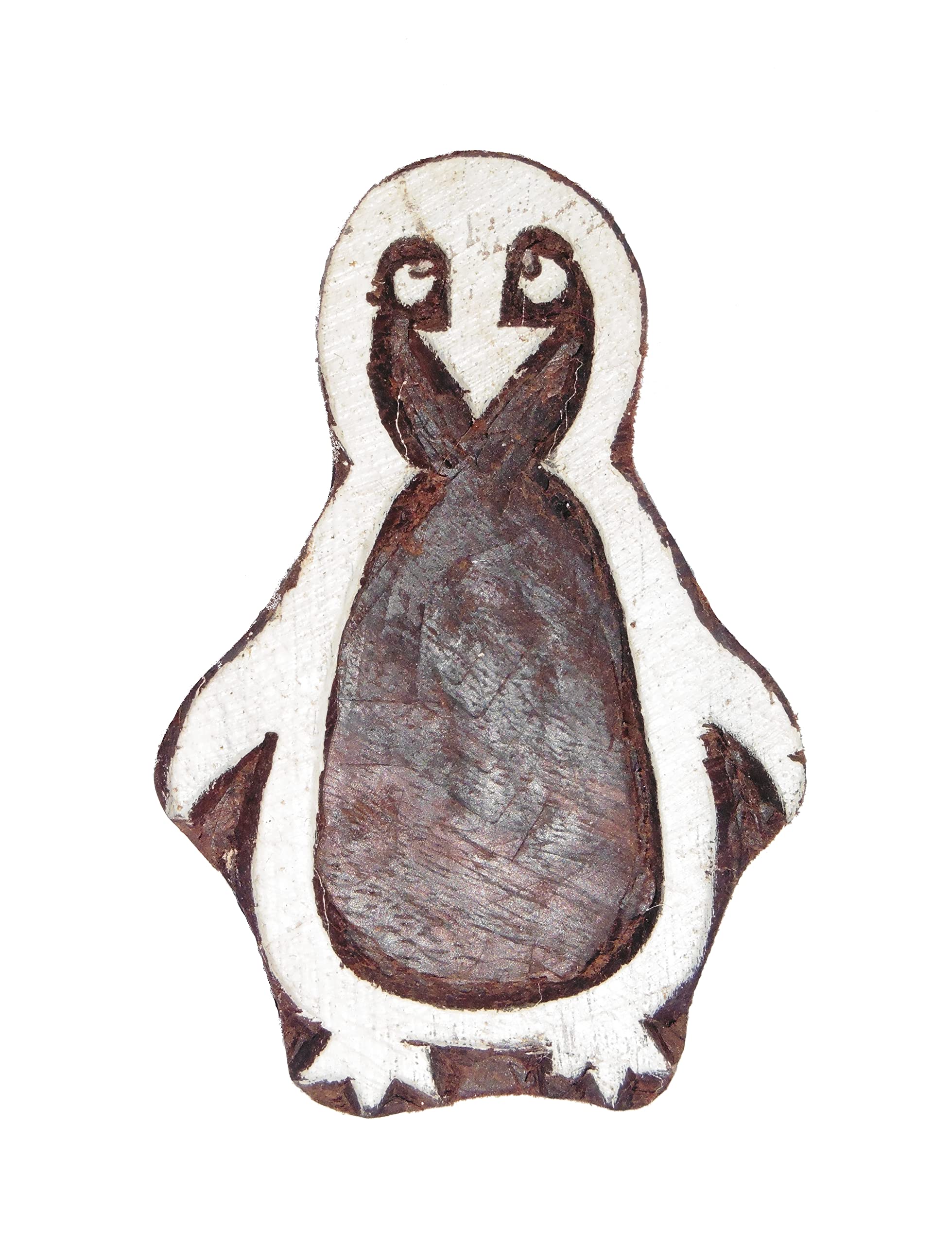Pilgrims Fair Trade Penguin Shaped Indian Hand Carved Wooden Printing Block Stamp