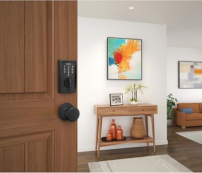 Schlage Touch Electronic Deadbolt Lock with Century Trim, Matte Black | Keyless entry door lock, Electronic touchscreen keypad deadbolt, 100% keyless, Certified security, Easy install, BE375