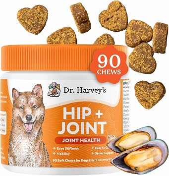 Dr. Harveys Hip & Joint Soft Chews for Dogs, Daily Mobility Supplement