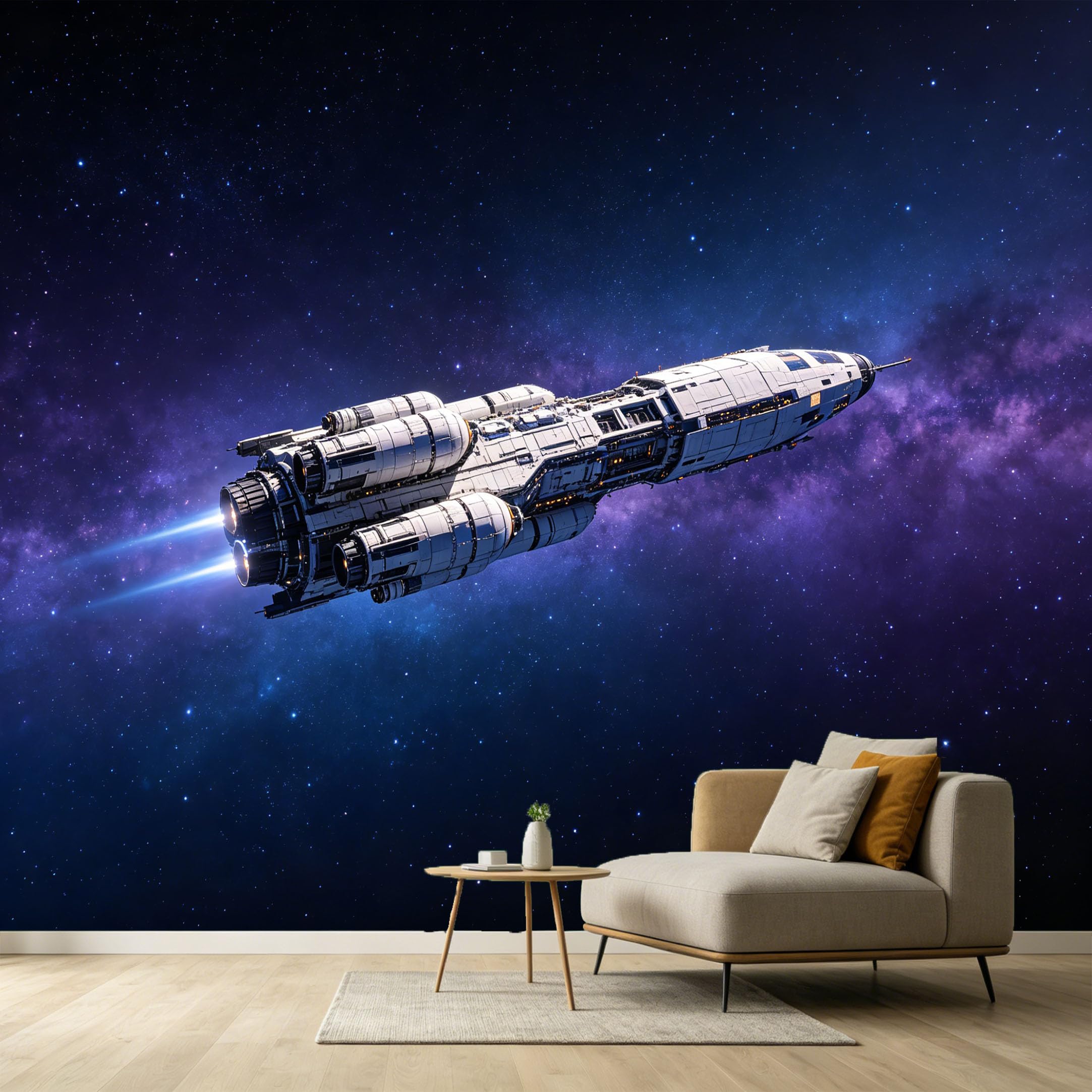 Custom Size Wall Murals Spacecraft Galaxy Nebula Modern Contemporary 3D SciFi Aesthetic SelfAdhesive Wall Fabric Removable Large Wallpaper for Photo Living Room