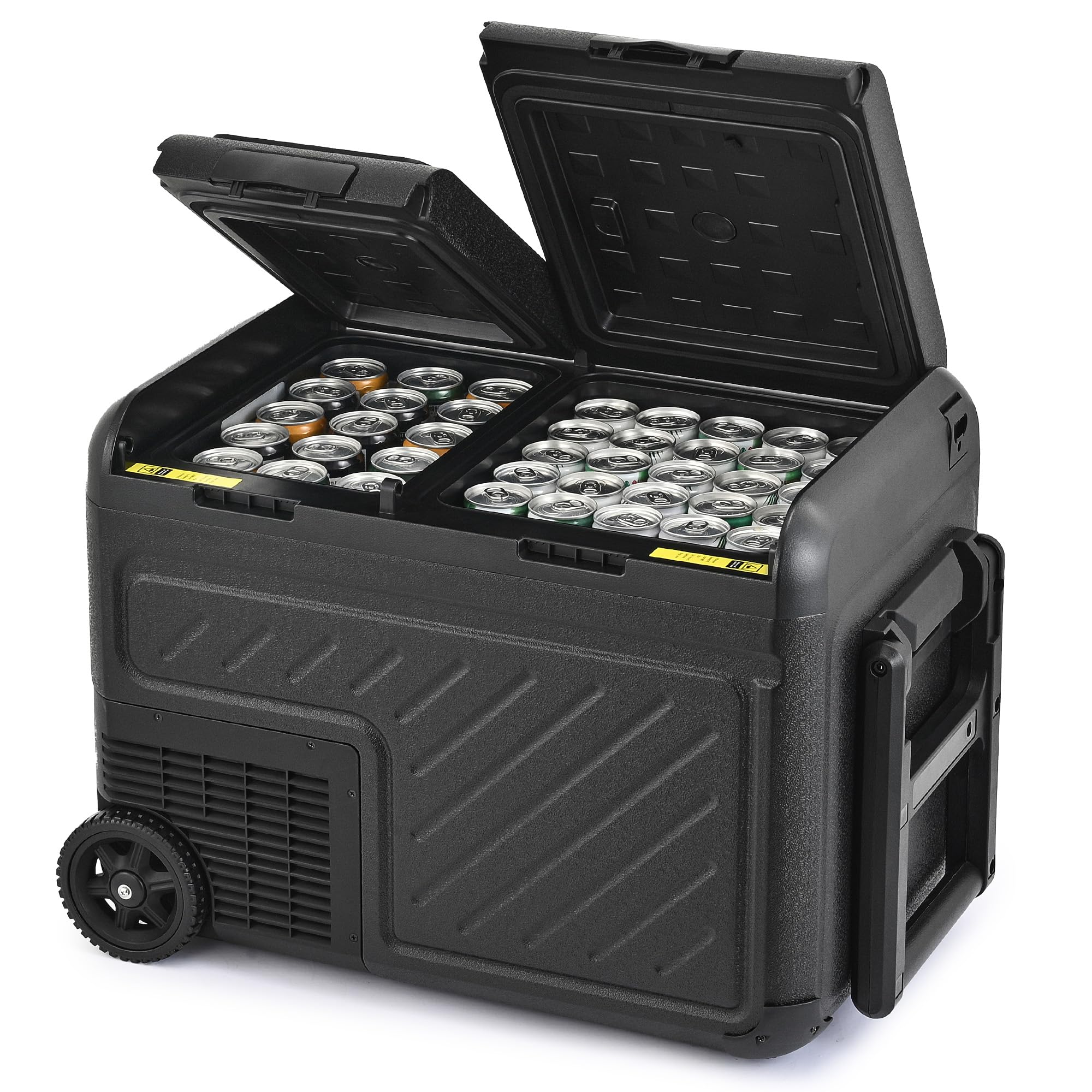 DARTMOOR Car Fridge Freezer, 36L Dual Zone Portable Car Refrigerator with Wheels, DC 12/24V & AC 100-240V Portable Fridge, Electric Cooler for Camping Road Trips Travel Home, -22°C to 20°C