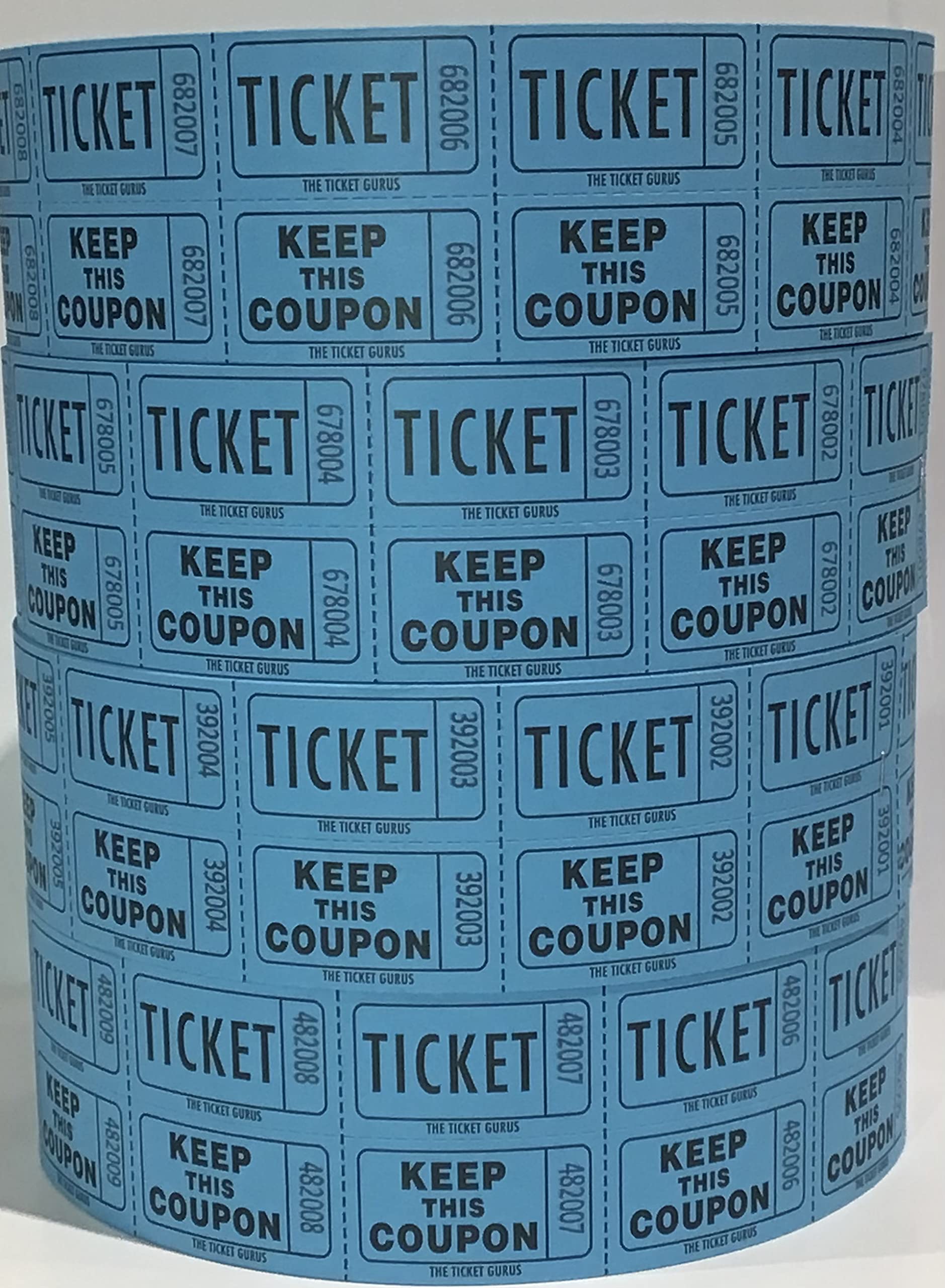 The Ticket Gurus-Raffle Tickets - (4 Rolls of 2000 Double Tickets) 8,000 Total 50/50 Raffle Tickets (4) Blue Rolls