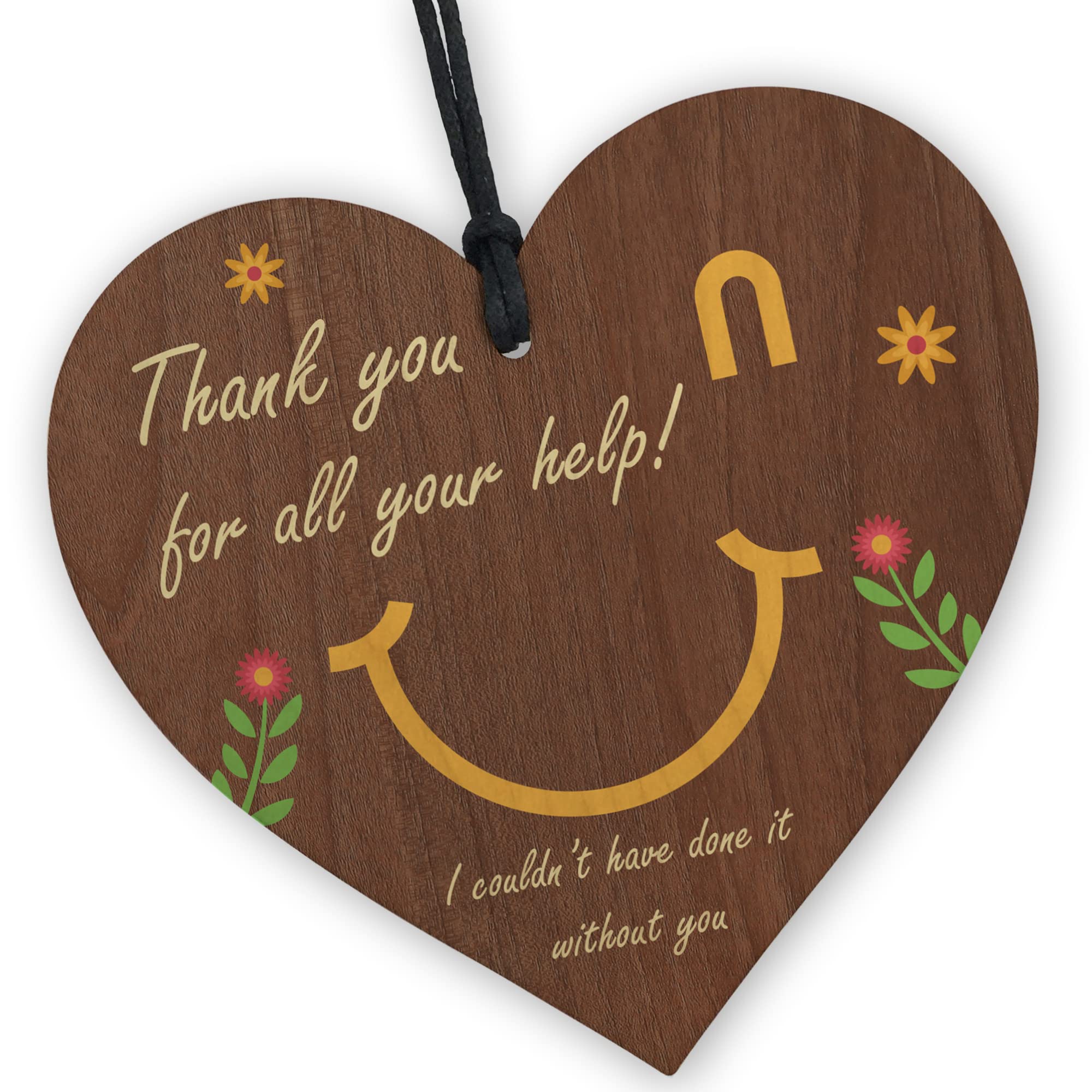 Red Ocean Thank You For Your Help Gift For Teacher Teaching Assistant Friend Mentor Wooden Heart Leaving School Gifts