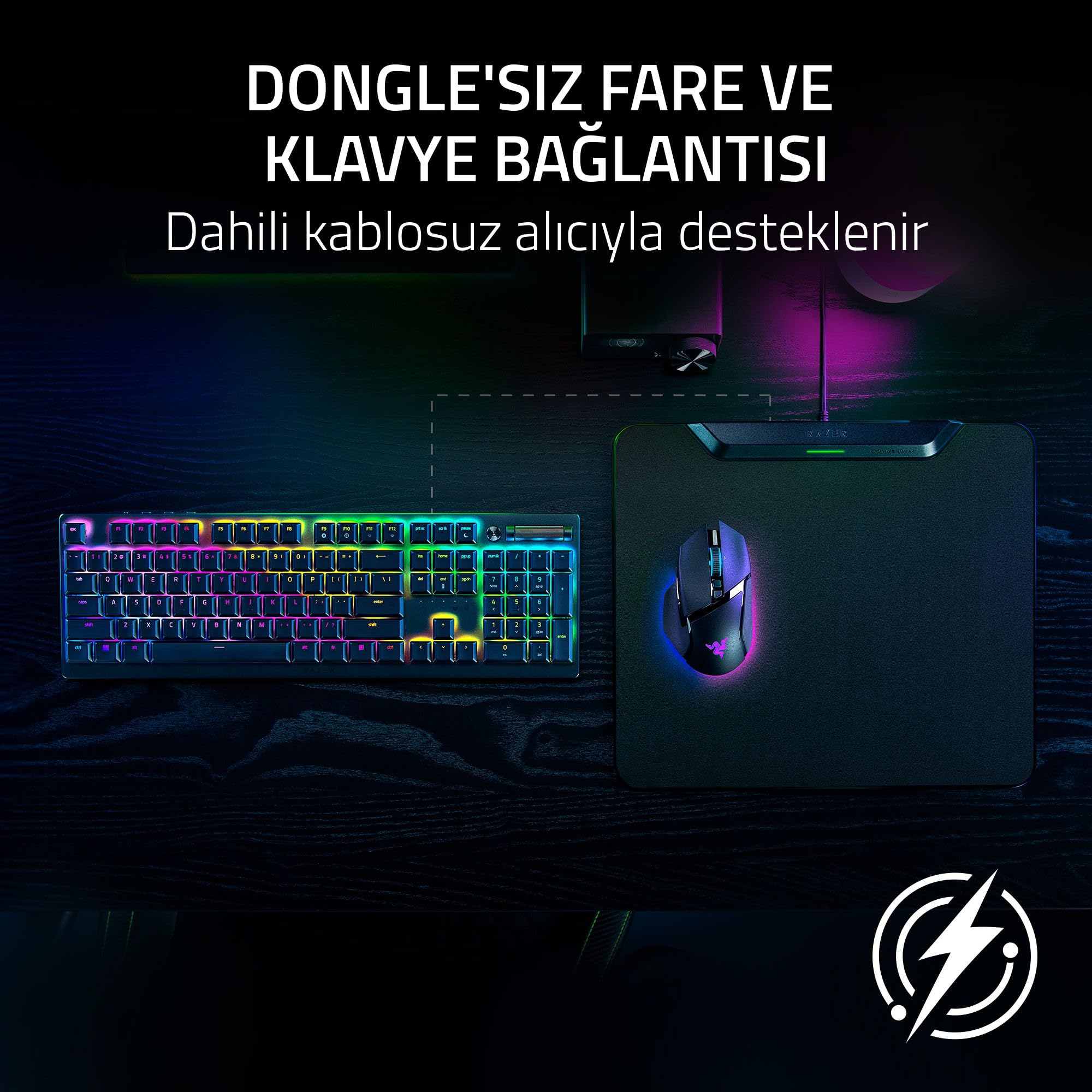 Razer HyperFlux V2 - Oyun mouse'ları için kablosuz şarj mouse pad