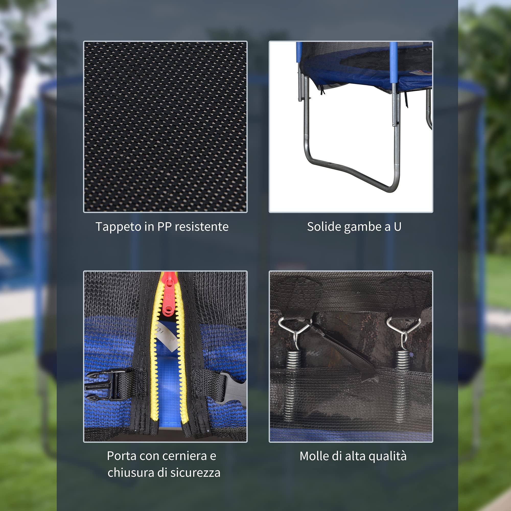 HOMCOM Trampolino Elastico da Esterno, Tappeto Elastico per