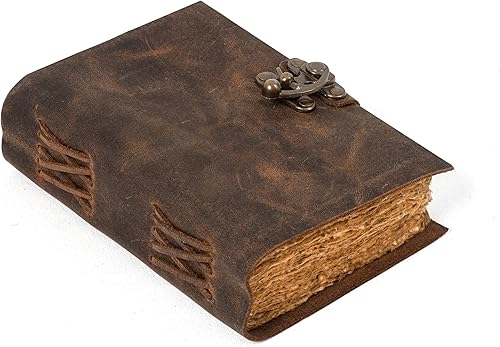 Miniatura 1 de NomadCraftsCo. Diario de cuero con candado, diario de libro de sombras, diario vintage, diario grueso, diario de escritura, papel antiguo hecho a