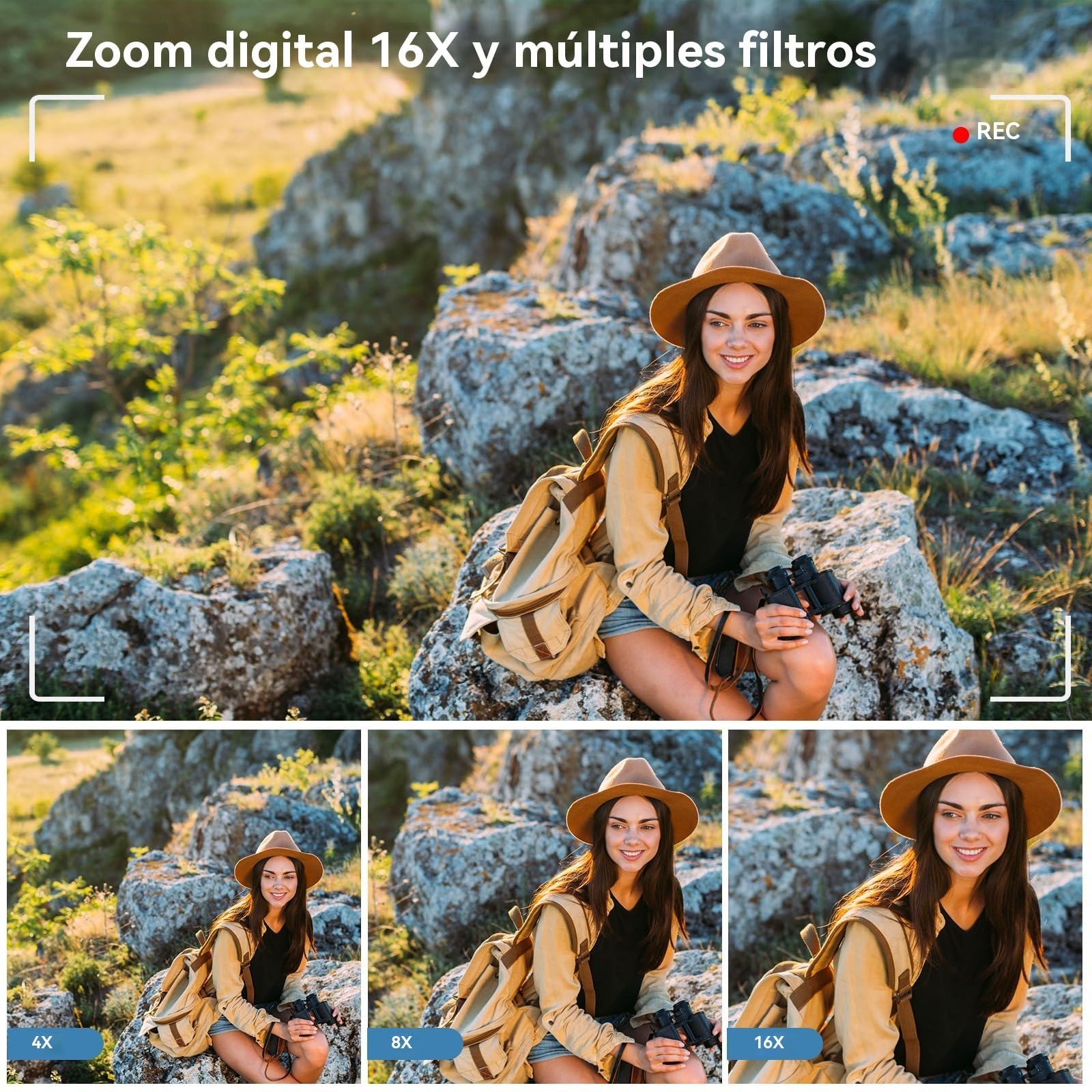 Cámara Digital 4K【2 Pantalla】 - 32 GB, 48 MP, Ultra HD Autoenfoque Cámara Digital Compacta, Pantalla LCD Trasera de 2,4" y Frontal de 1,3", Zoom 18X, para Vlogs, Principiantes, Viajeros