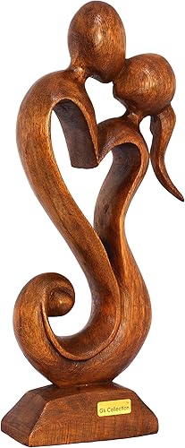 Miniatura 2 de G6 Collection Estatua de escultura abstracta de madera de 12 pulgadas hecha a mano  Amor eterno  Arte de regalo decorativo para decoración del