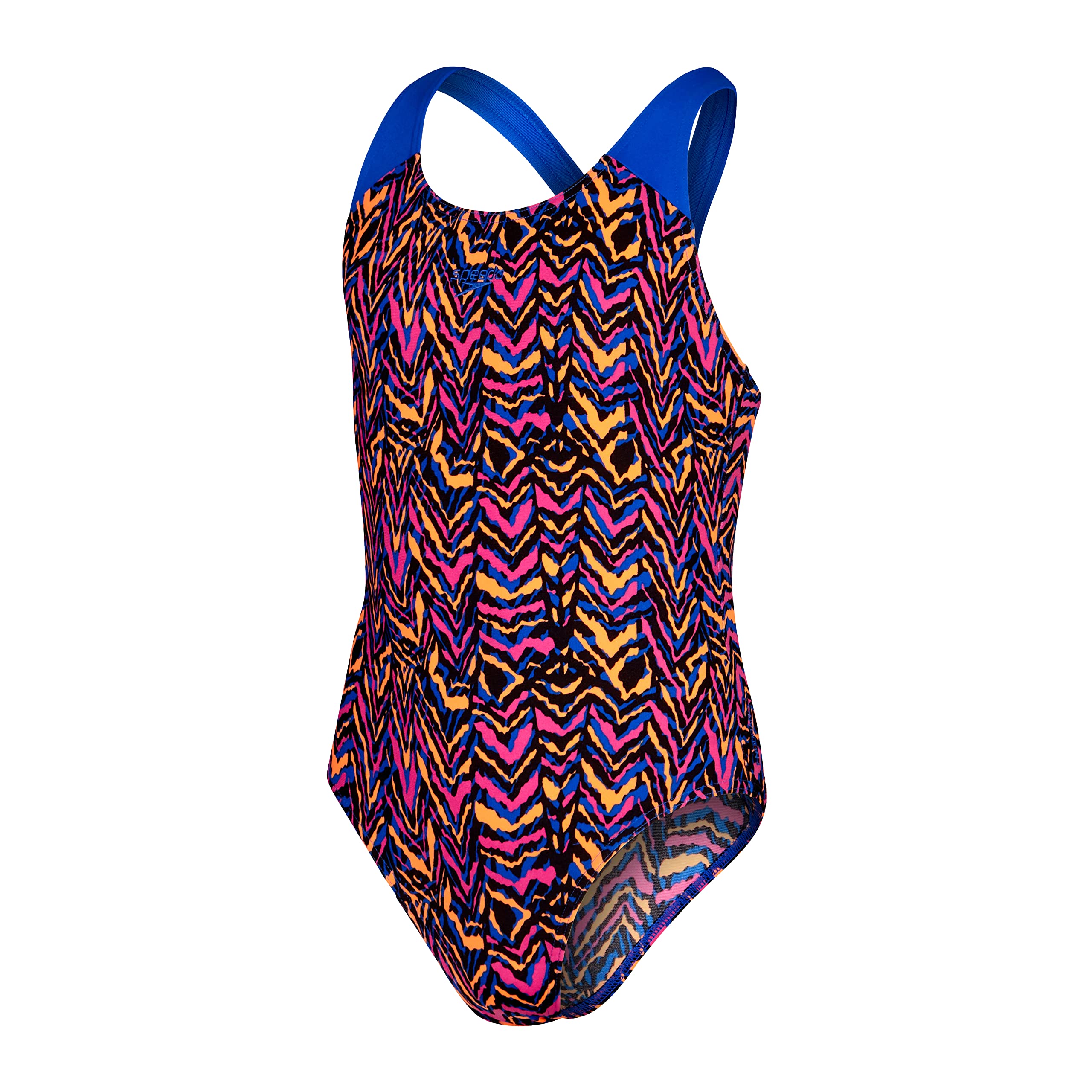 Speedo Girl's Allover Splashback Pink/Blue Swimsuit Swimming Costume