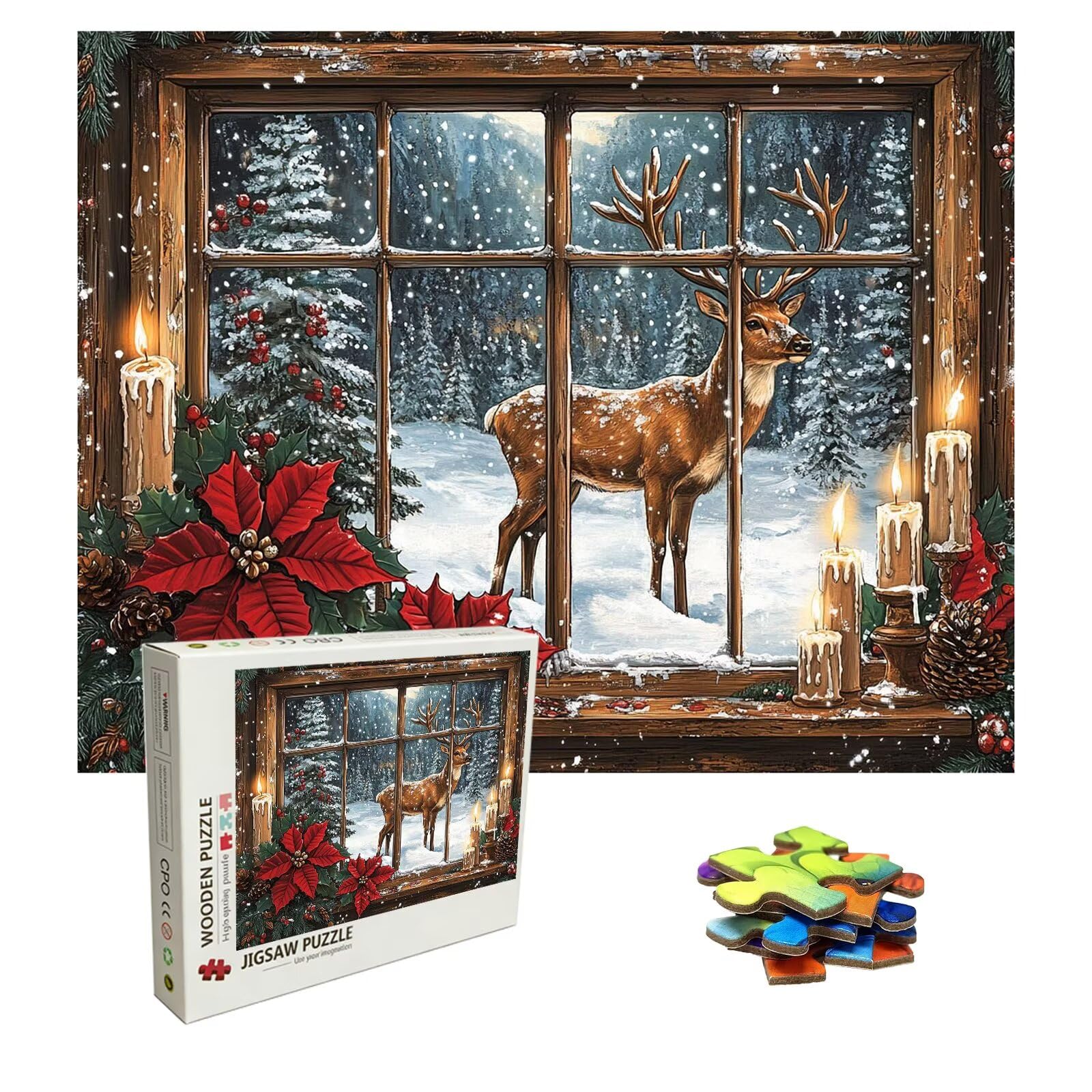 Puzzle 6000 sztuk świeca, puzzle dla dorosłych, drewniane puzzle idealnie pasują, litery na plecach, puzzle jelenia dla dorosłych kompaktowe pudełko, prezent dla kobiet 179,5 x 105,5 cm 8p-451
