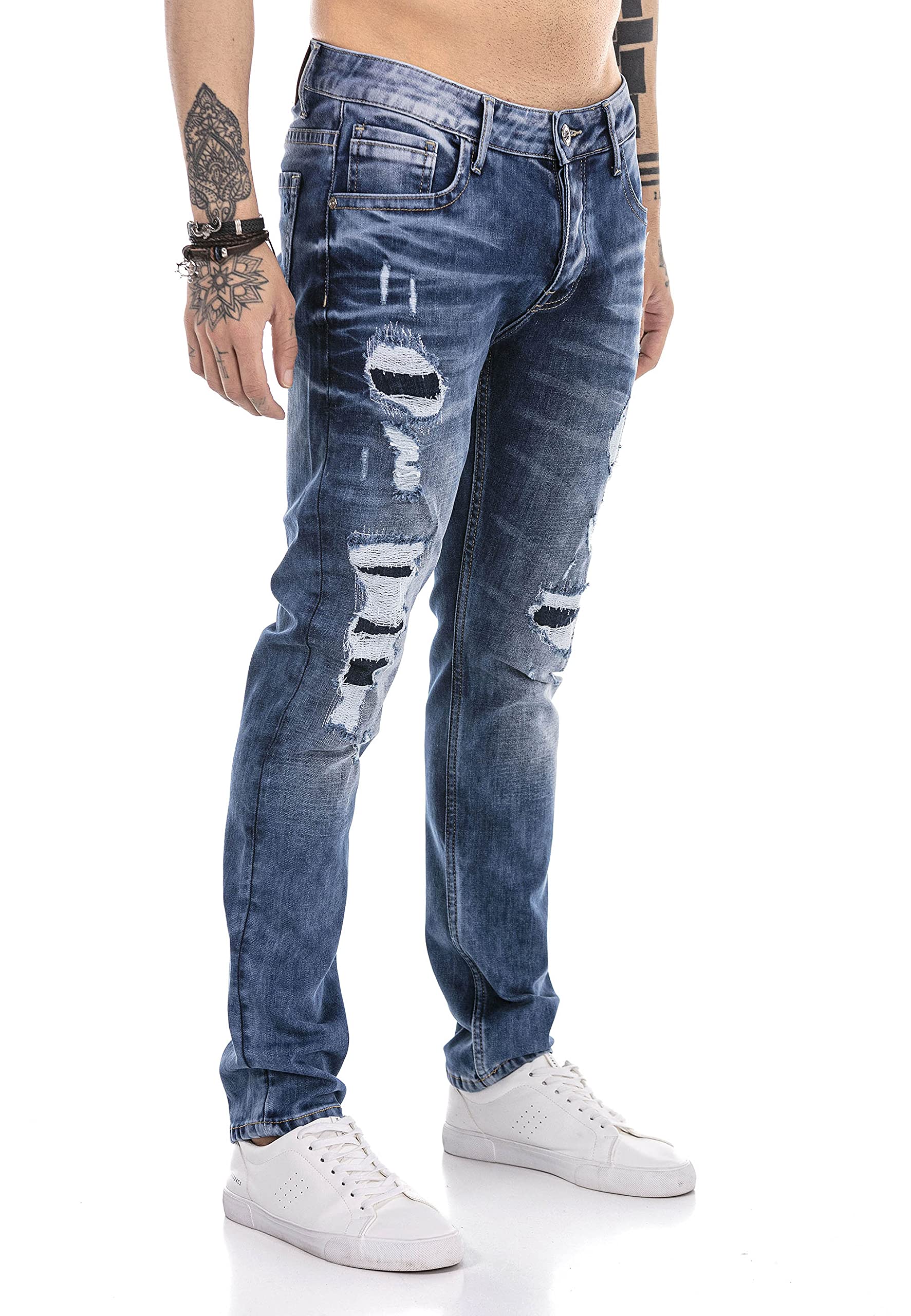 RED BRIDGE Jeans da Uomo Pantaloni Denim Stile Used Destroyed