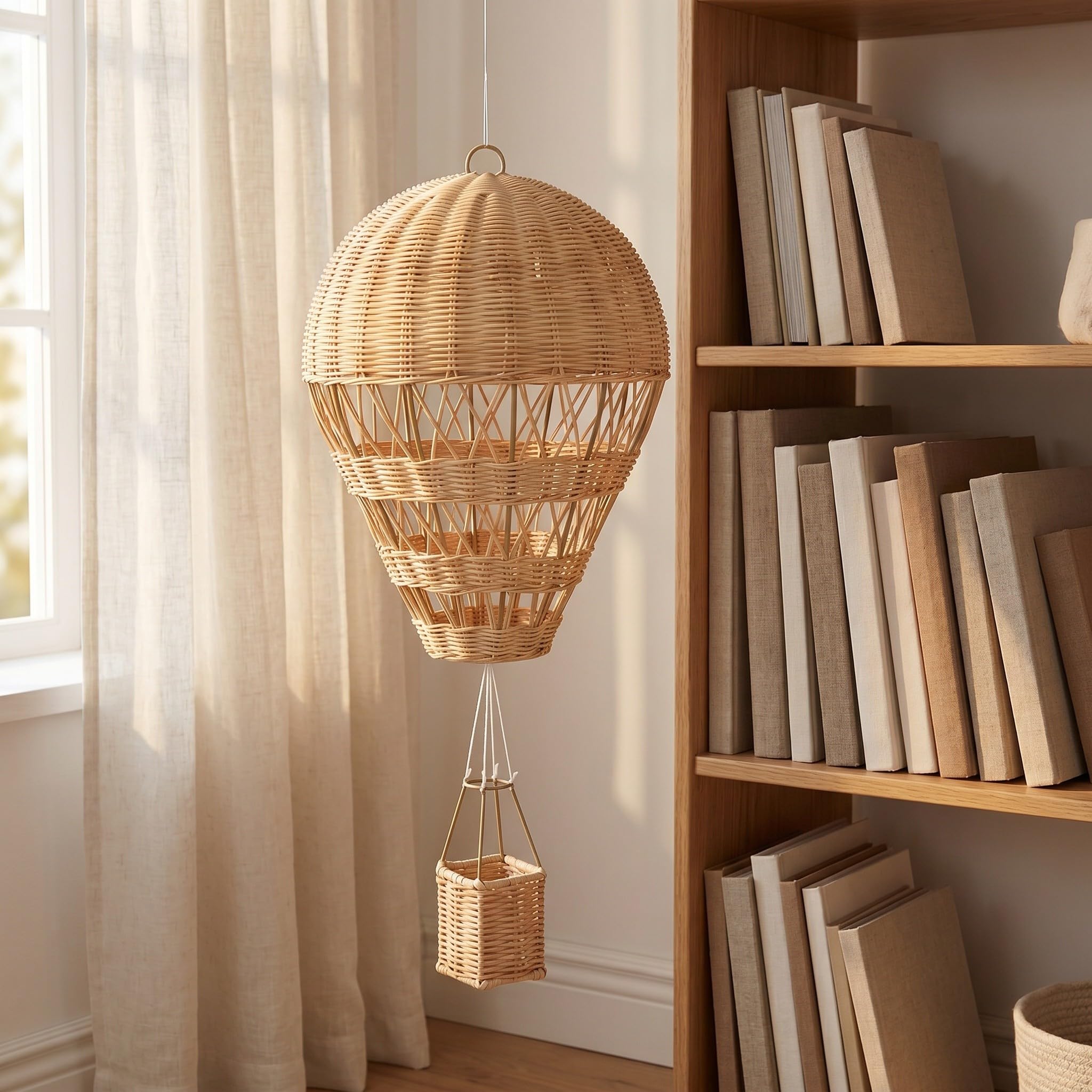ARTIBETTER 2 Pezzi Mongolfiera Decorativa in Rattan Intrecciato da