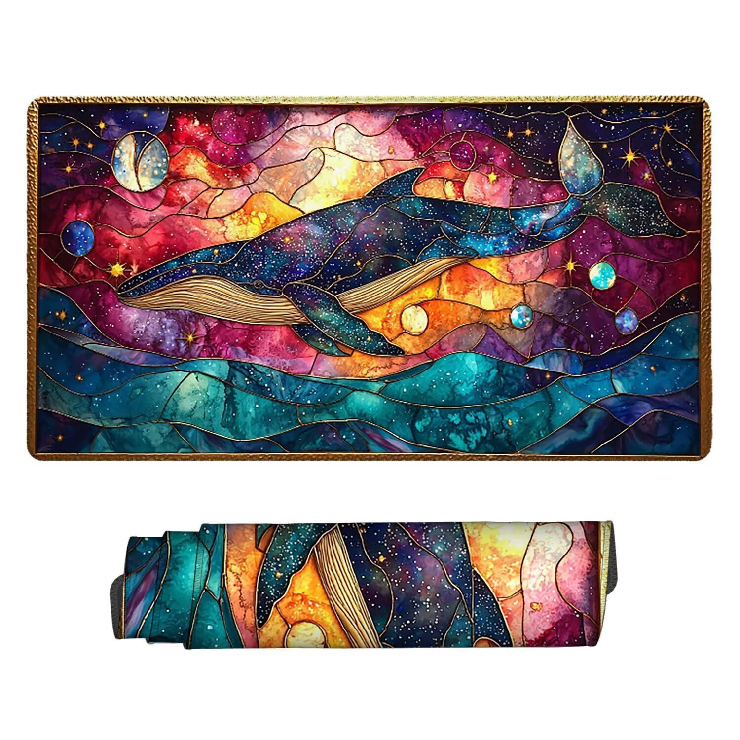 Podkładka pod mysz do gier XXL Mousepad 1000 x 500 mm, duża podkładka pod biurko z antypoślizgową gumową podstawą dla graczy, poprawia precyzję i szybkość (gwiaździsty wieloryb) X-909