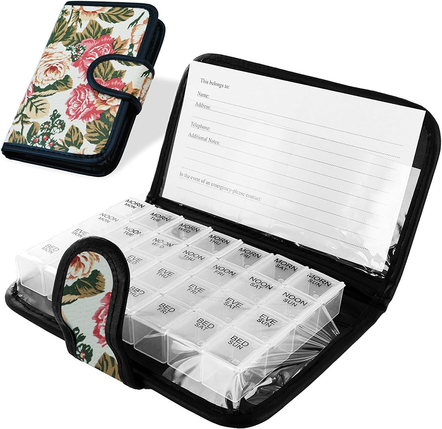 7 DAY PILL WALLET ORGANISER BOX STORAGE DISPENSER TRAVEL MEDICINE HOLDER FLOWER