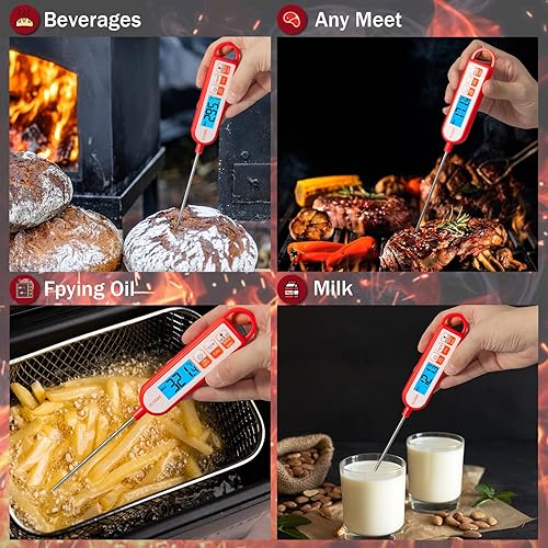 Miniatura 3 de Termómetro digital de lectura instantánea para carne, termómetro impermeable para alimentos con sonda de 5.1 pulgadas de largo para cocinar