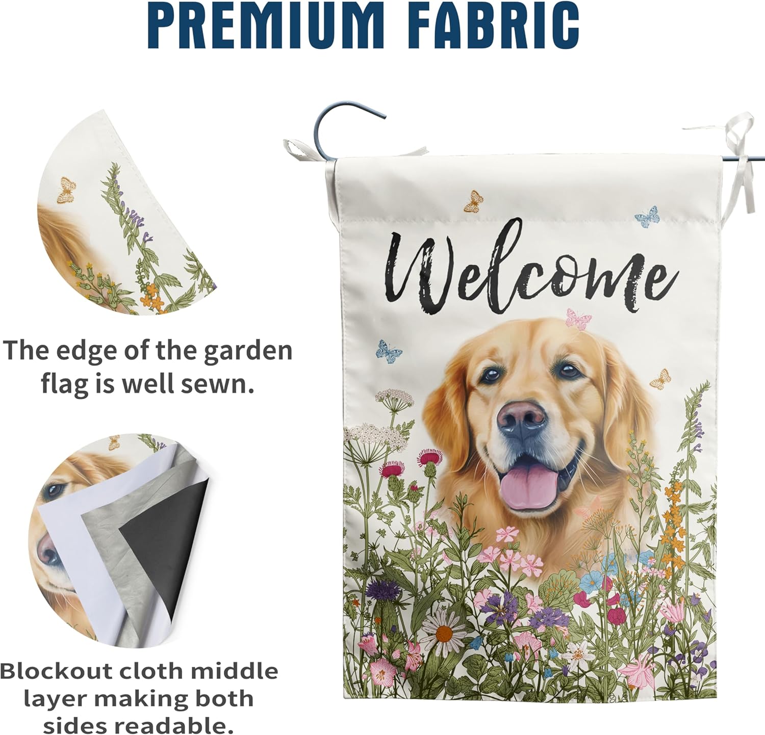 Spring Summer Garden Flag Floral Golden Retriever Yard Flag Flower Dog Garden Flags for Outside Small Outdoor Welcome Flags 12x18 Double Sided - Image 3