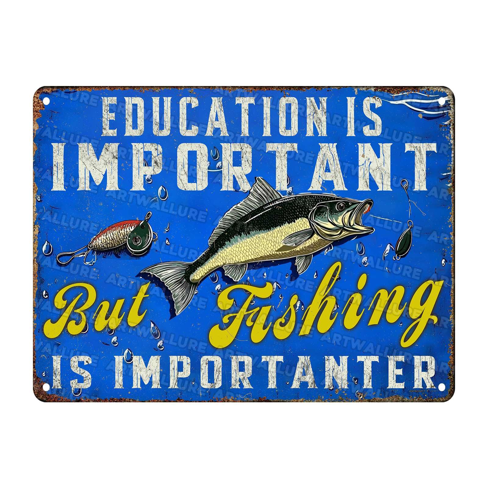 Fishing Importanter Vintage Tin Sign, 12x16 Inch Man Cave