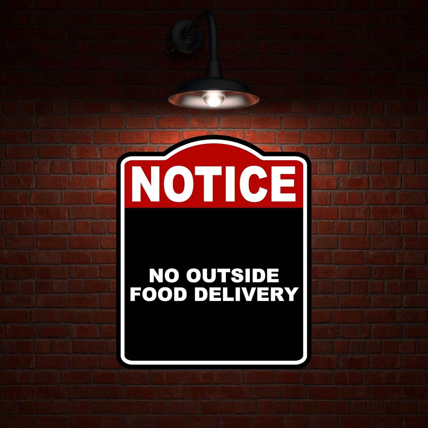 NO OUTSIDE FOOD DELIVERY Notice Red Black Aluminum Composite Sign 20 x 24 inches