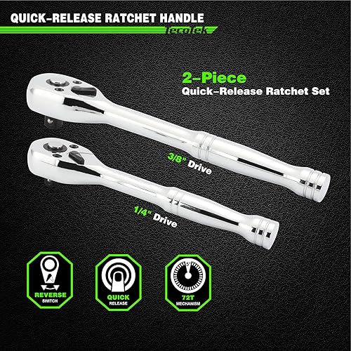 Miniatura 4 de TecoTek Juego de llaves de vaso con mango de trinquete, barra de extensión, adaptador, juego de puntas de bujía, CR-V, métricoSAE, profundopoco