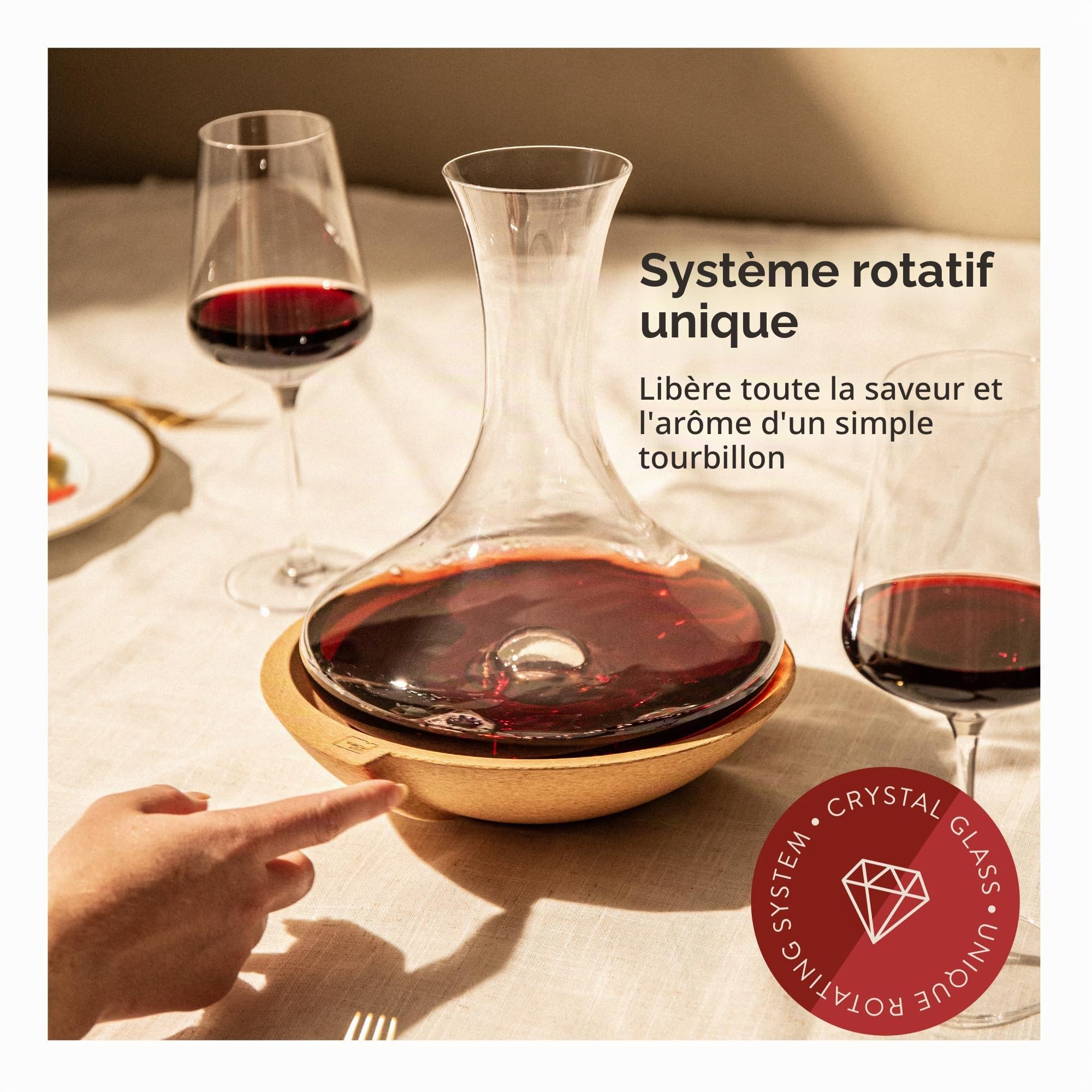 Vacu Vin Swirling Carafe Décanteur à vin en cristal, Claire