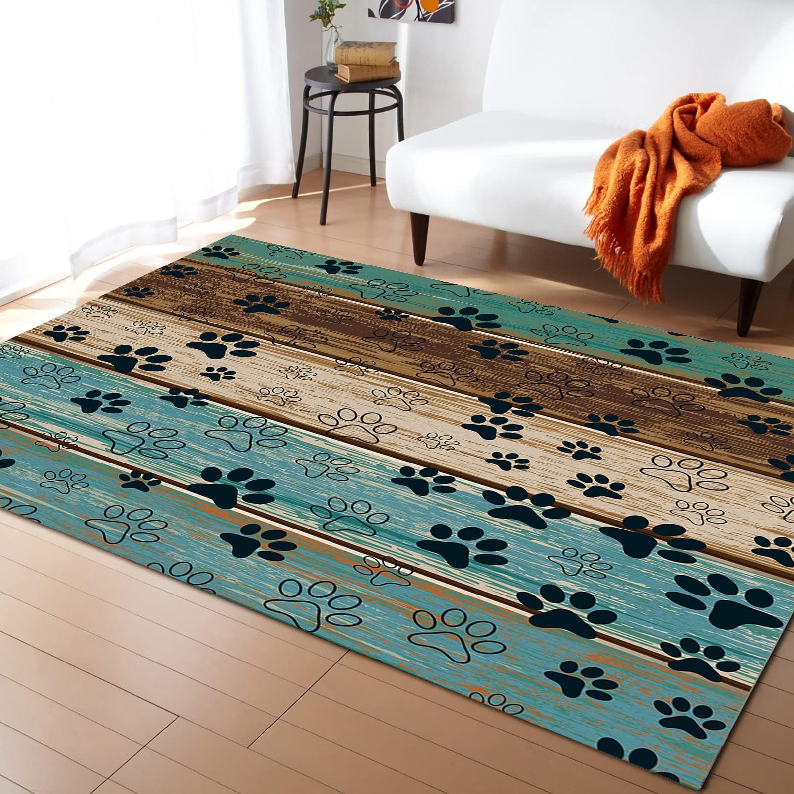 Amazon.com: Large Indoor Runner Rug 3' x 5', Paw Print Filling Non-Skid ...
