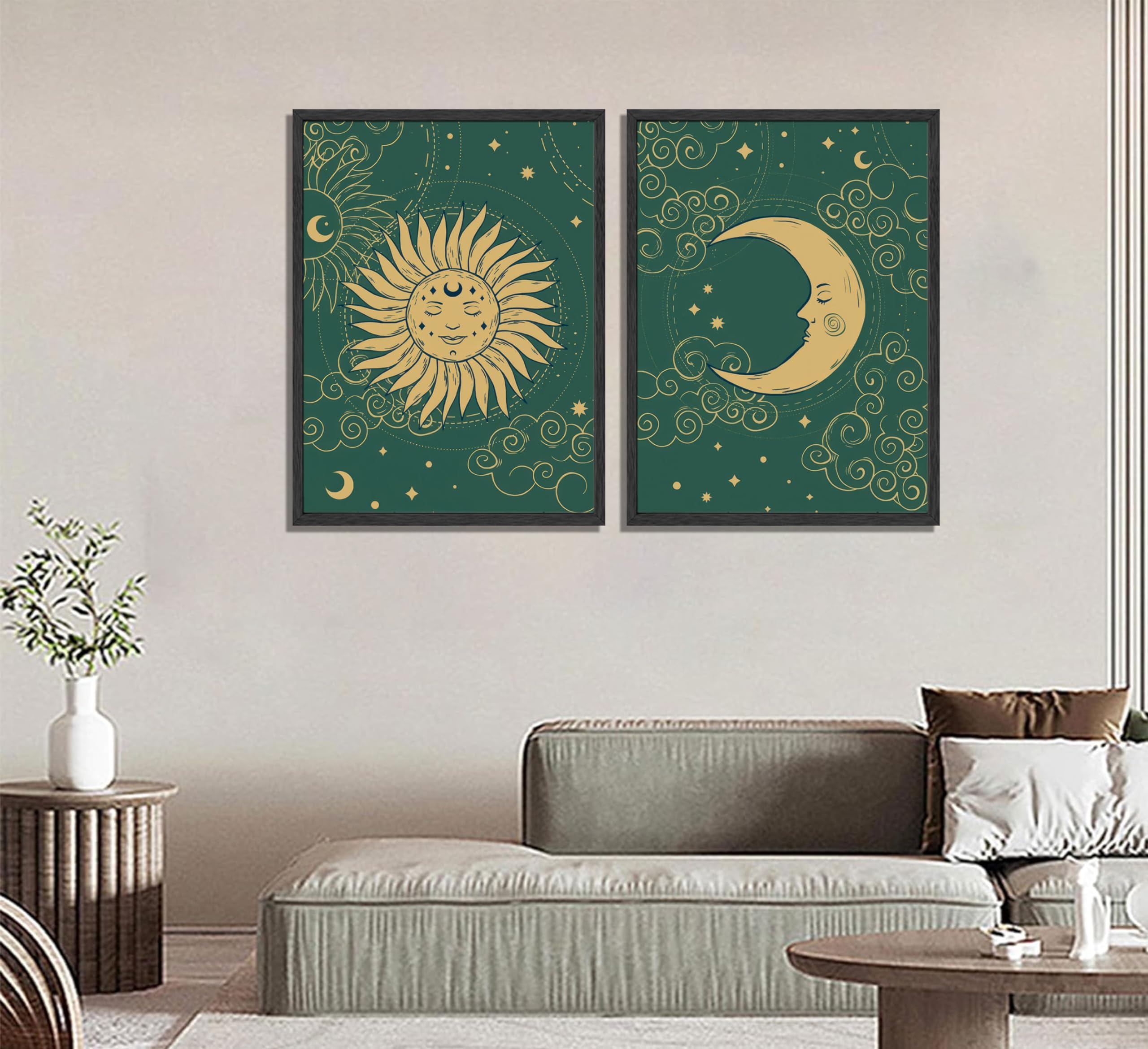 Amazon.co.jp: 2ピース 天体太陽と月 壁アート写真 占星術ポスター