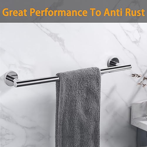 Miniatura 5 de Nolimas Toallero de baño cromado pulido, barra de toallero de barra de toalla clásica de acero inoxidable montado en la pared, barra de toalla de