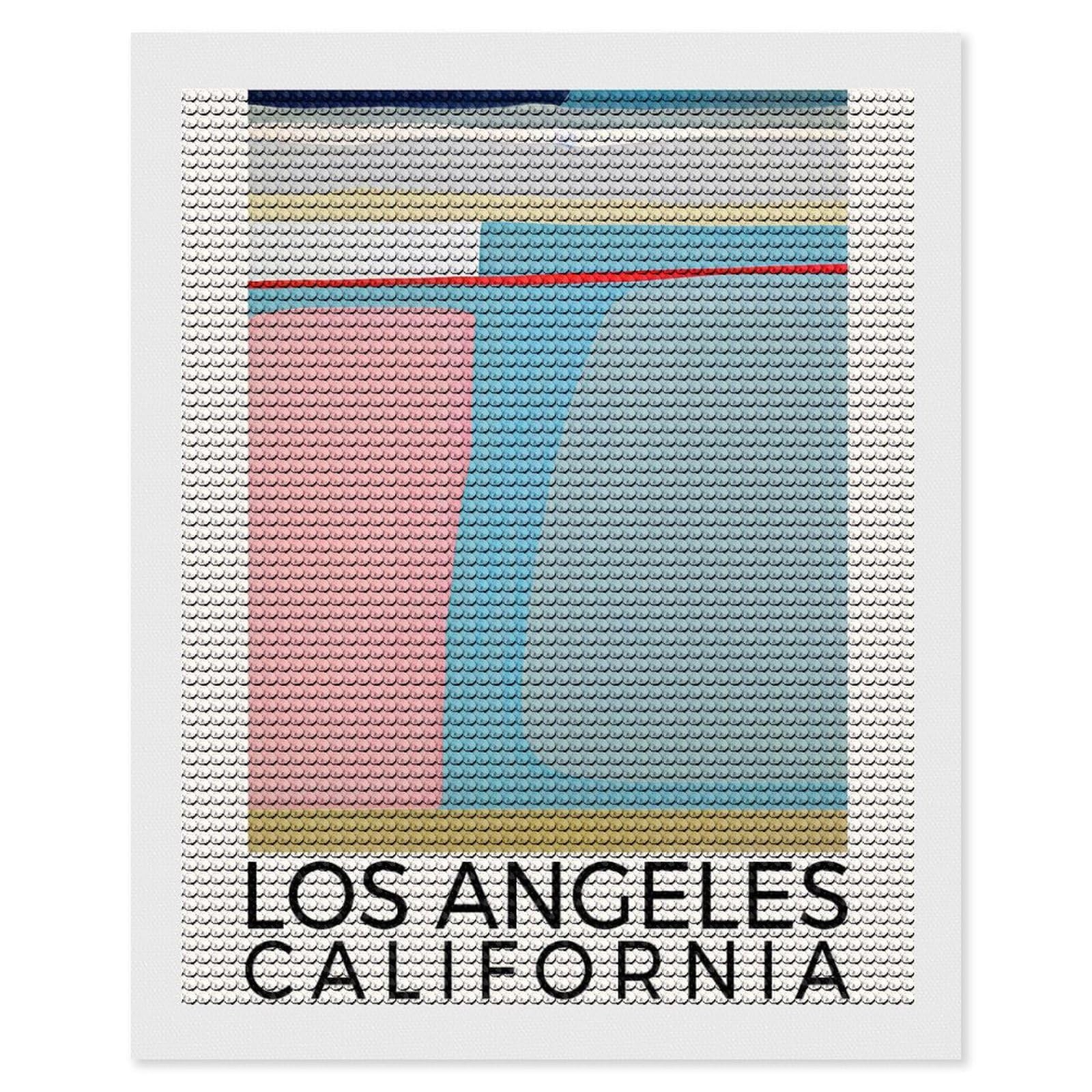 Junmoney Los Angeles California Diamond Painting Set 16"x20", Sparkling Round Gems, Decorate Your Room, Fun Craft Experience, Modern Decor