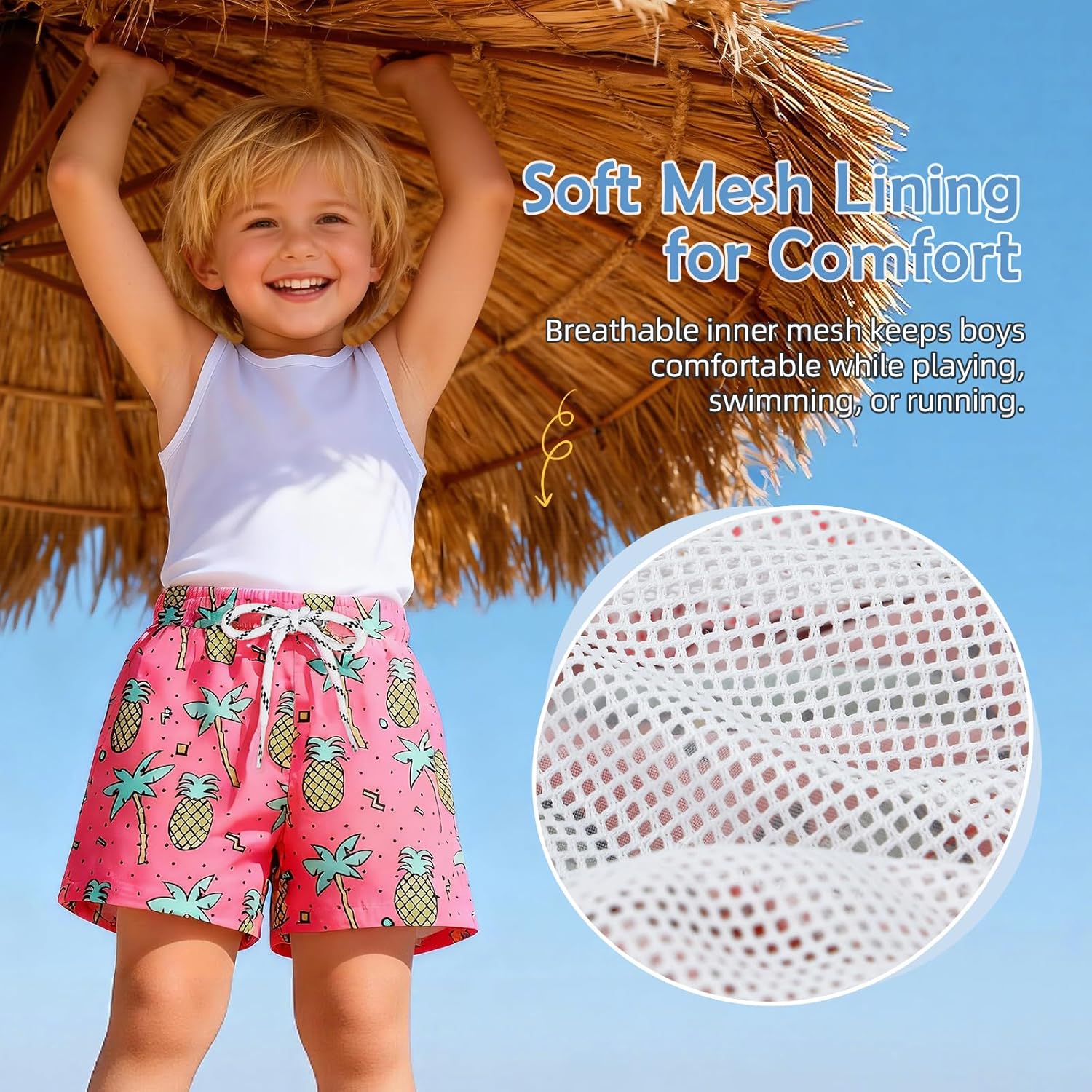 Durio Boys' Swim Trunks - Quick Dry Board Shorts with Stretchy Fabric - Image 3