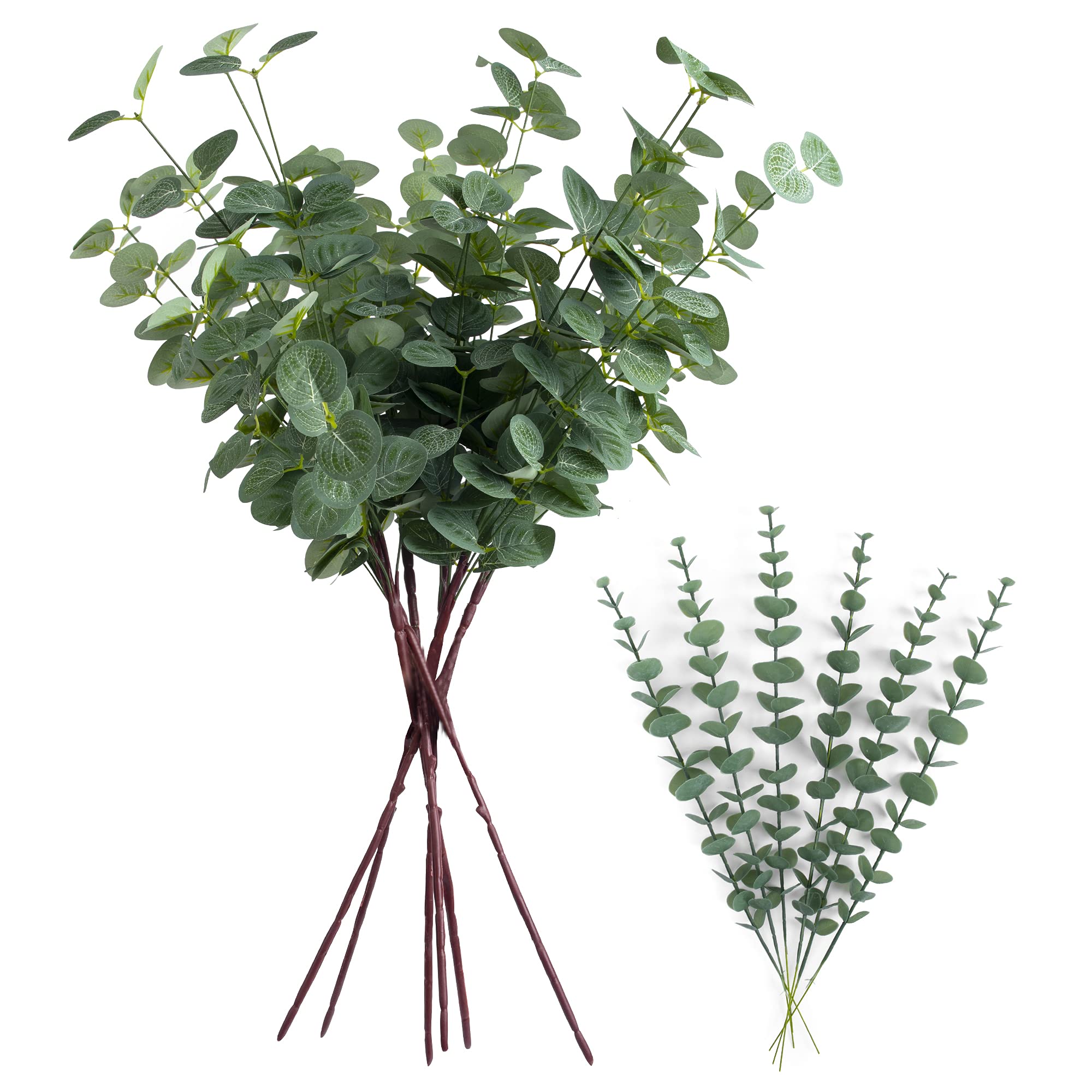 12 Artificial Eucalyptus Stems with Fake Leaves Decorative