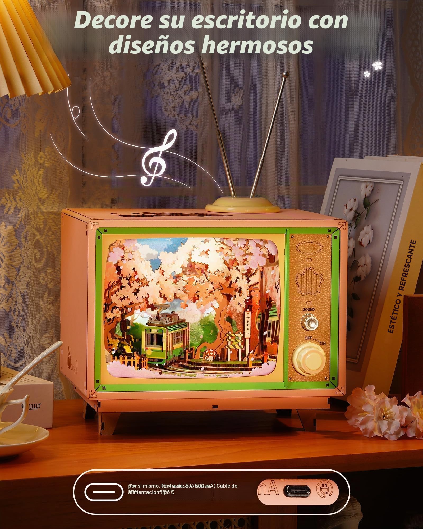 ROBOTIME Puzzle 3D de Madera Caja de Música Sakura Dreamy Tour, Maquetas para Construir Adultos con Luces y Música Clásica, Decoración del Hogar, Regalo Creativo para Mujeres y Niñas
