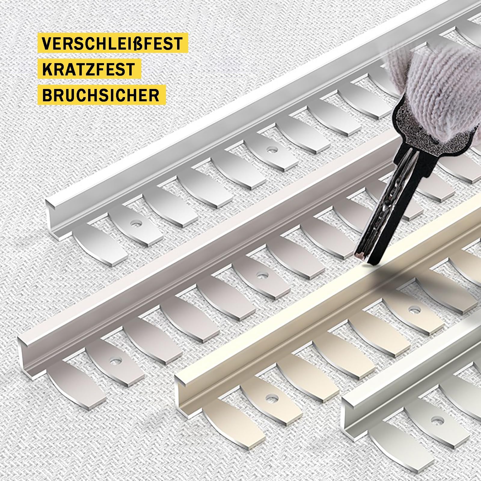 Perfil De Borde De Escalera De Aluminio Anodizado En Forma De C - Moldura Flexible De 135cm (juego De 2) - Ideal Para Diseño Interior, Renovación De Viviendas Y Protección De Bordes(Weiß,Hoch: