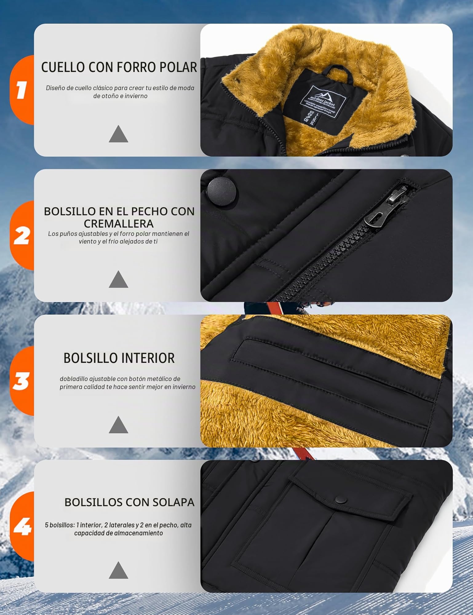 MAGCOMSEN Chaleco de invierno para hombre, con forro polar, para el tiempo libre, sin mangas, térmico, cuello alto, con múltiples bolsillos