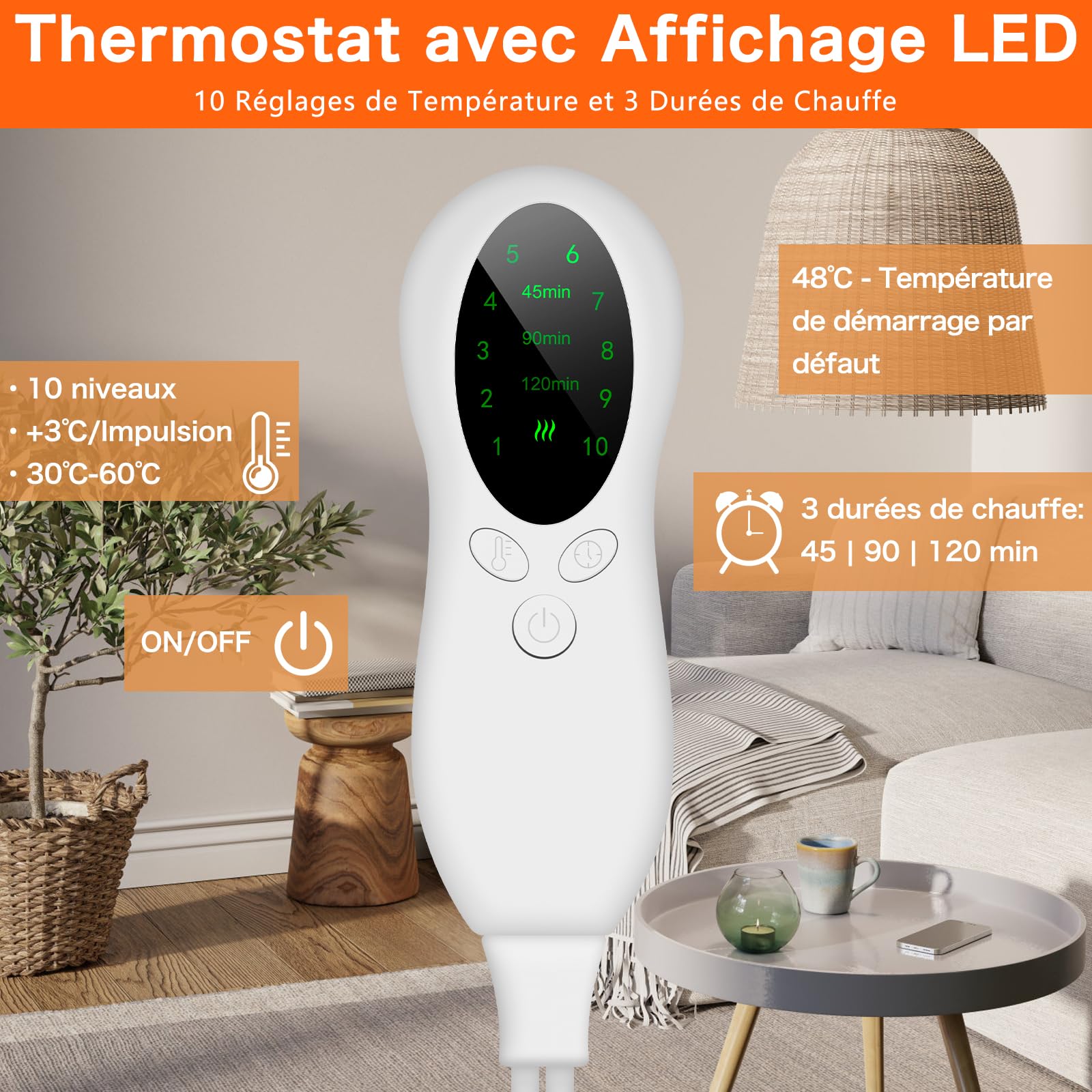 Biutee Chauffe-pieds électrique, chauffe pied 10 Niveaux de Température 30-60 ℃ et Minuterie 45/90/120 min, Doublure Intérieure Lavable 90 W, Jusqu'à la Pointure 44 Gris Foncé
