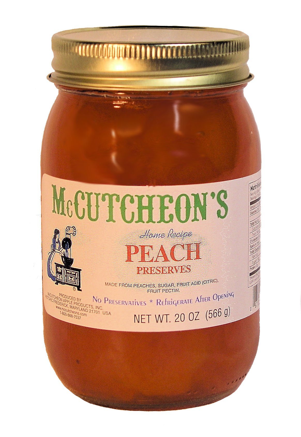 MCCUTCHEON Natural Peach Preserves, 20 OZ