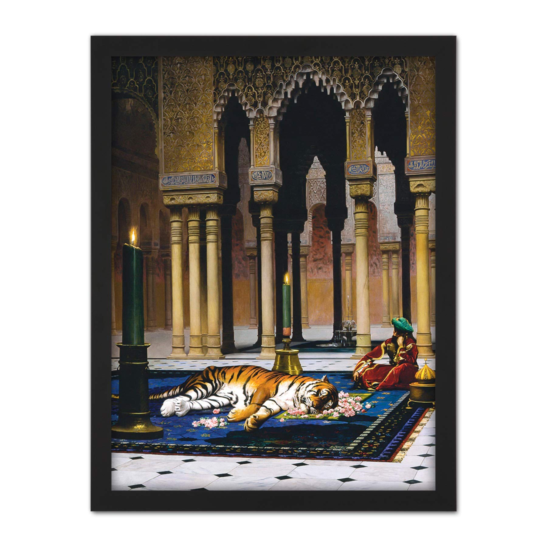 Gerome Grief Of The Pasha Mourning Tiger Painting Large Framed Art Print Poster Wall Decor 18x24 in